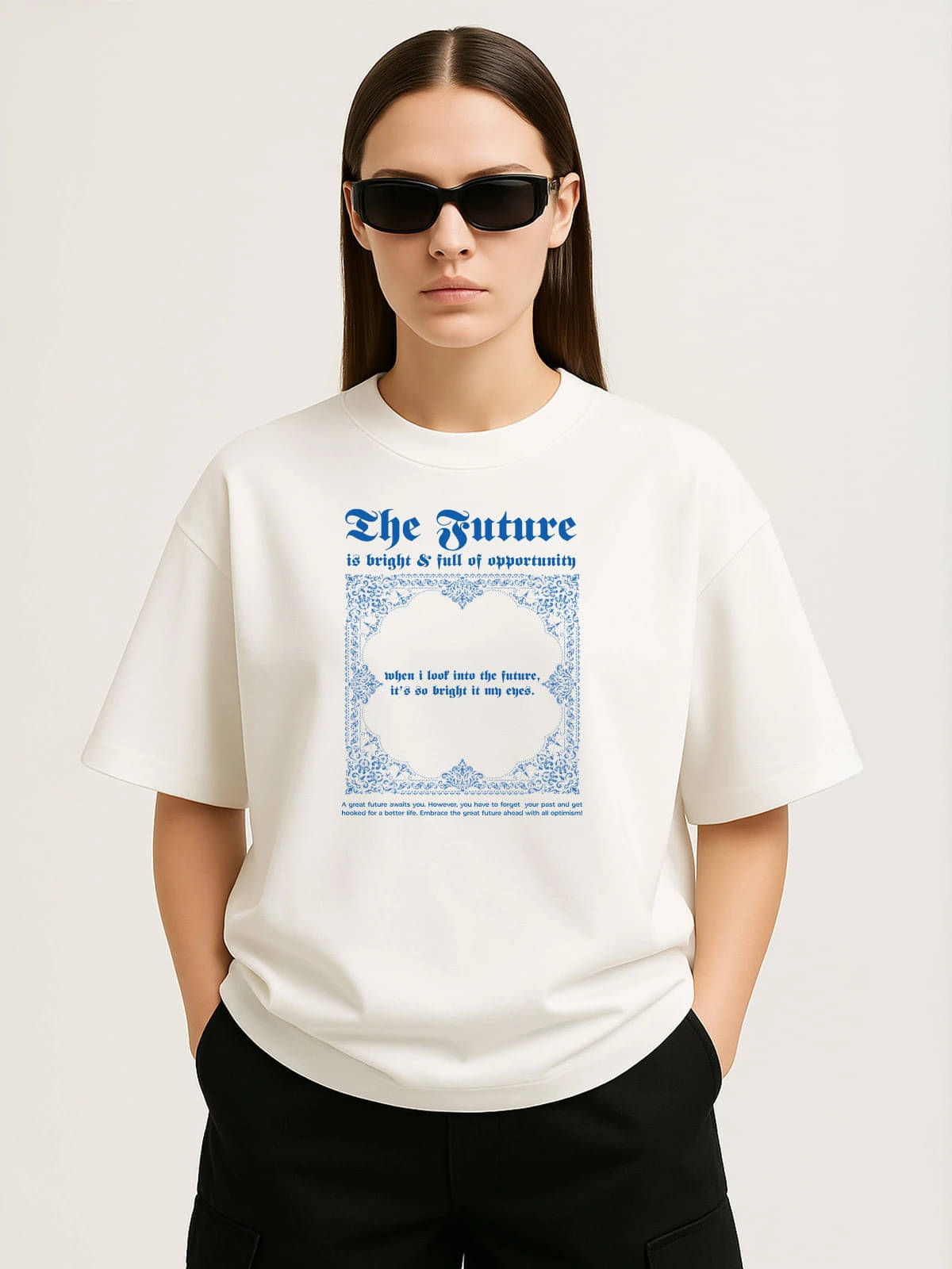 STYLENSE Women Cotton Blend Printed Oversized Fit Round Neck T-Shirt ( White ) STYLENSE Women Cotton Blend Printed Oversized Fit Round Neck T-Shirt ( White )