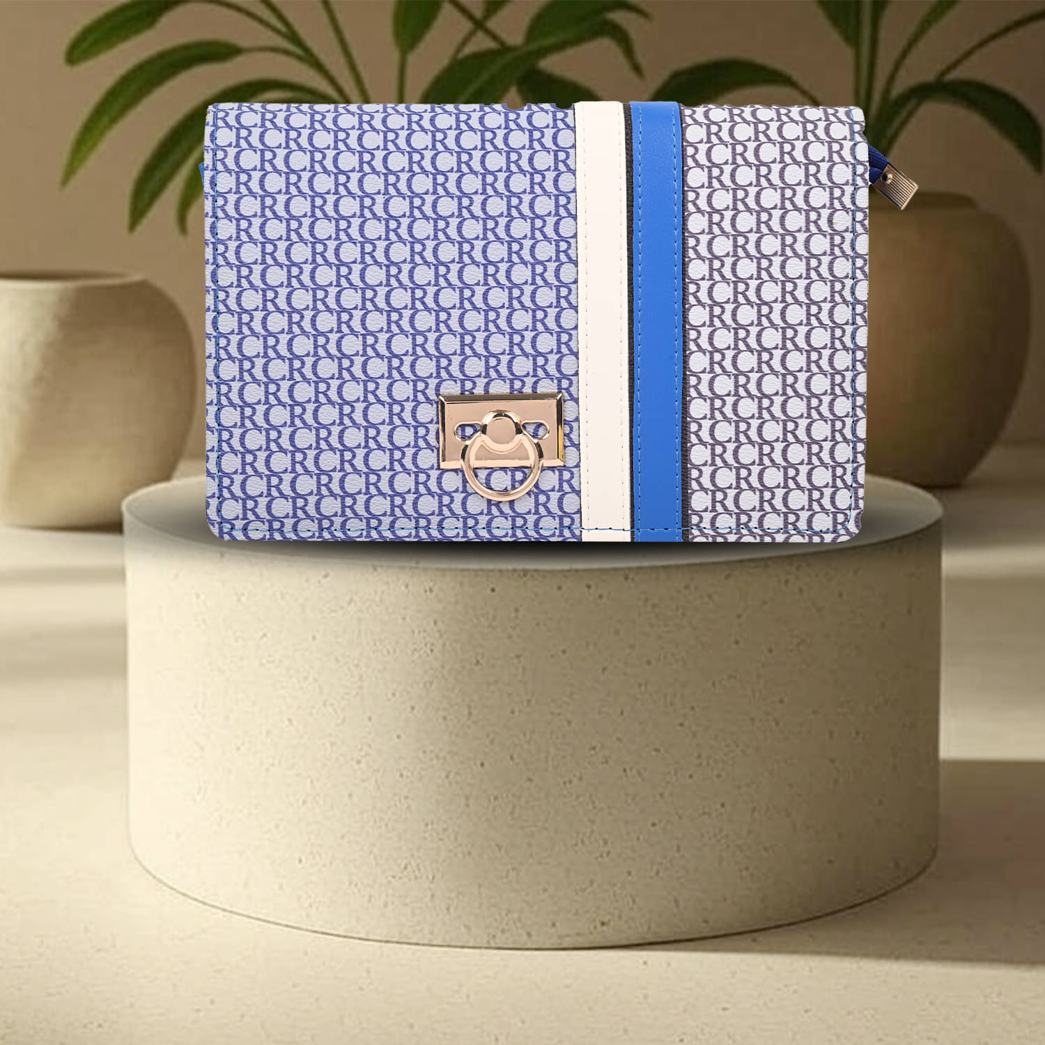     			Sageware Sling Bag Faux Leather Set of 1 ( Blue )