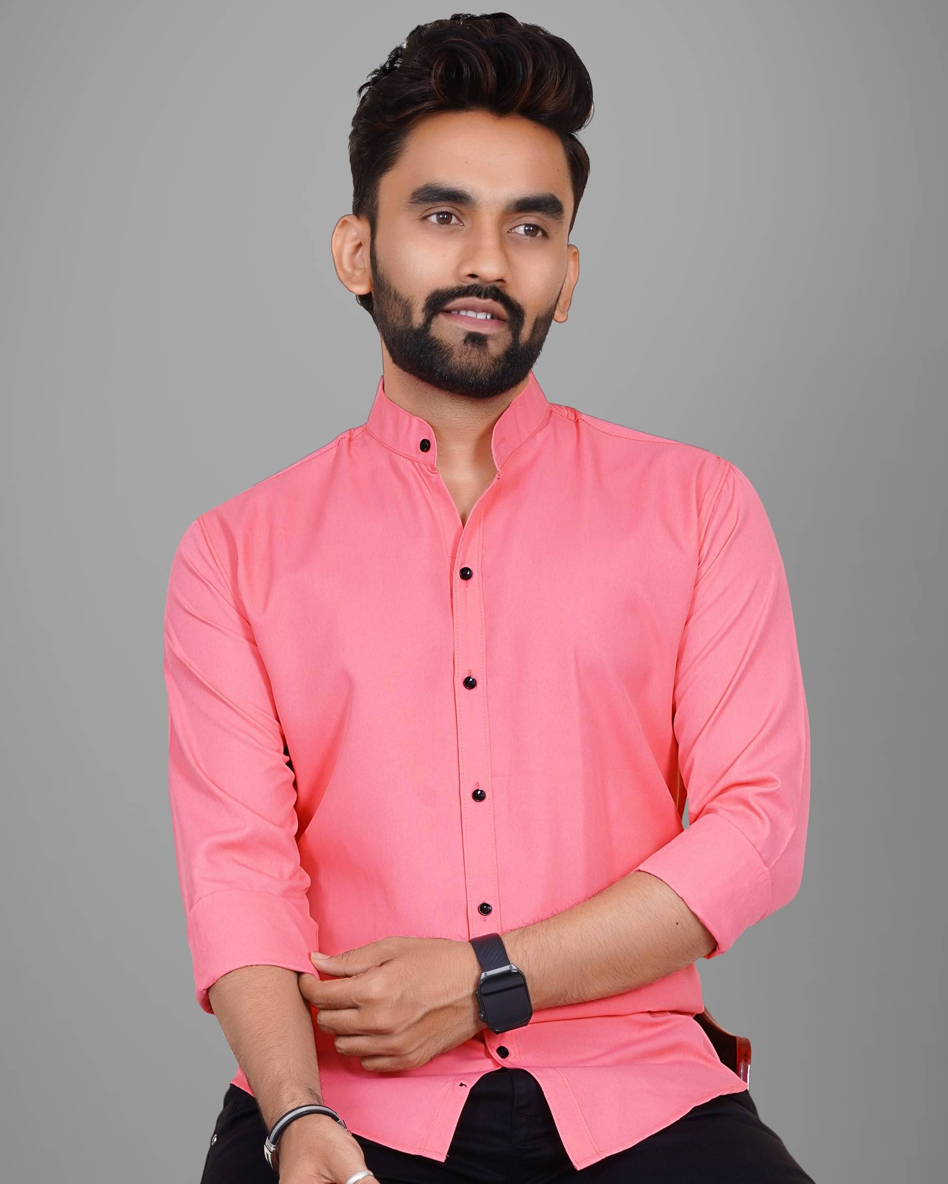 Scaglia Cotton Blend Regular Fit Solids Full Sleeves Men's Casual Shirt - Pink ( Pack of 1 ) Scaglia Cotton Blend Regular Fit Solids Full Sleeves Men's Casual Shirt - Pink ( Pack of 1 )