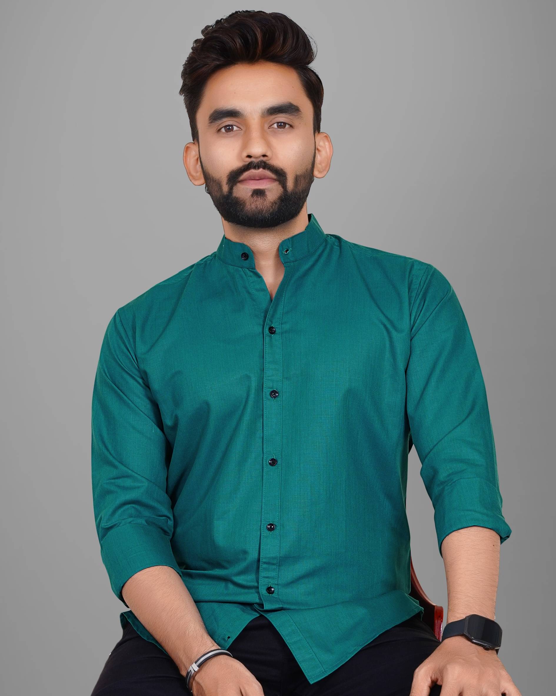     			Scaglia Cotton Blend Regular Fit Solids Full Sleeves Men's Casual Shirt - Green ( Pack of 1 )