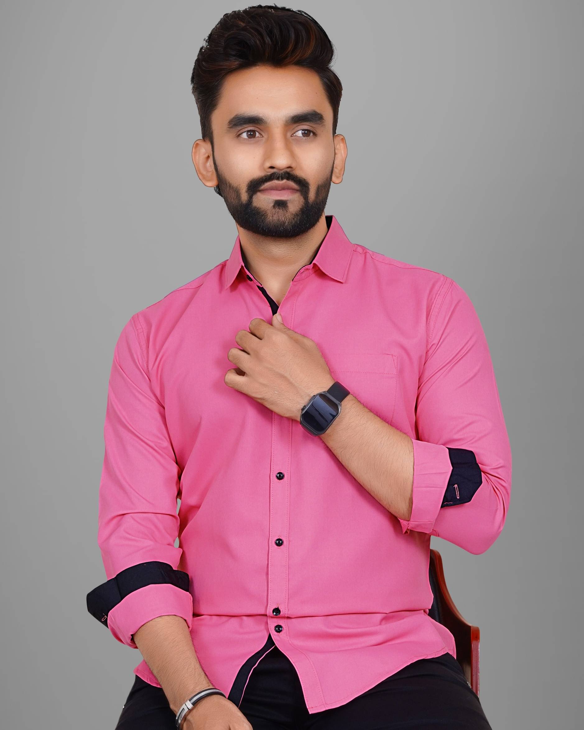     			Scaglia Cotton Blend Regular Fit Solids Full Sleeves Men's Casual Shirt - Pink ( Pack of 1 )