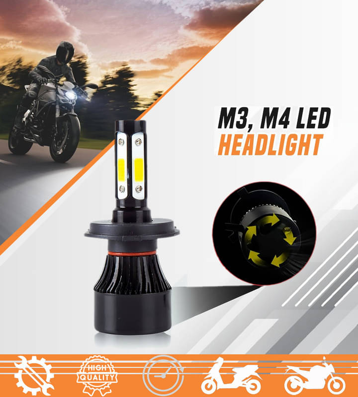     			Selifaur M3 4 Side H4 LED Headlight Bulb with Cooling Fan Head Lamp Conversion Kit for Bike Car SUV and Motorcycles(40W, White) 1 Pcs