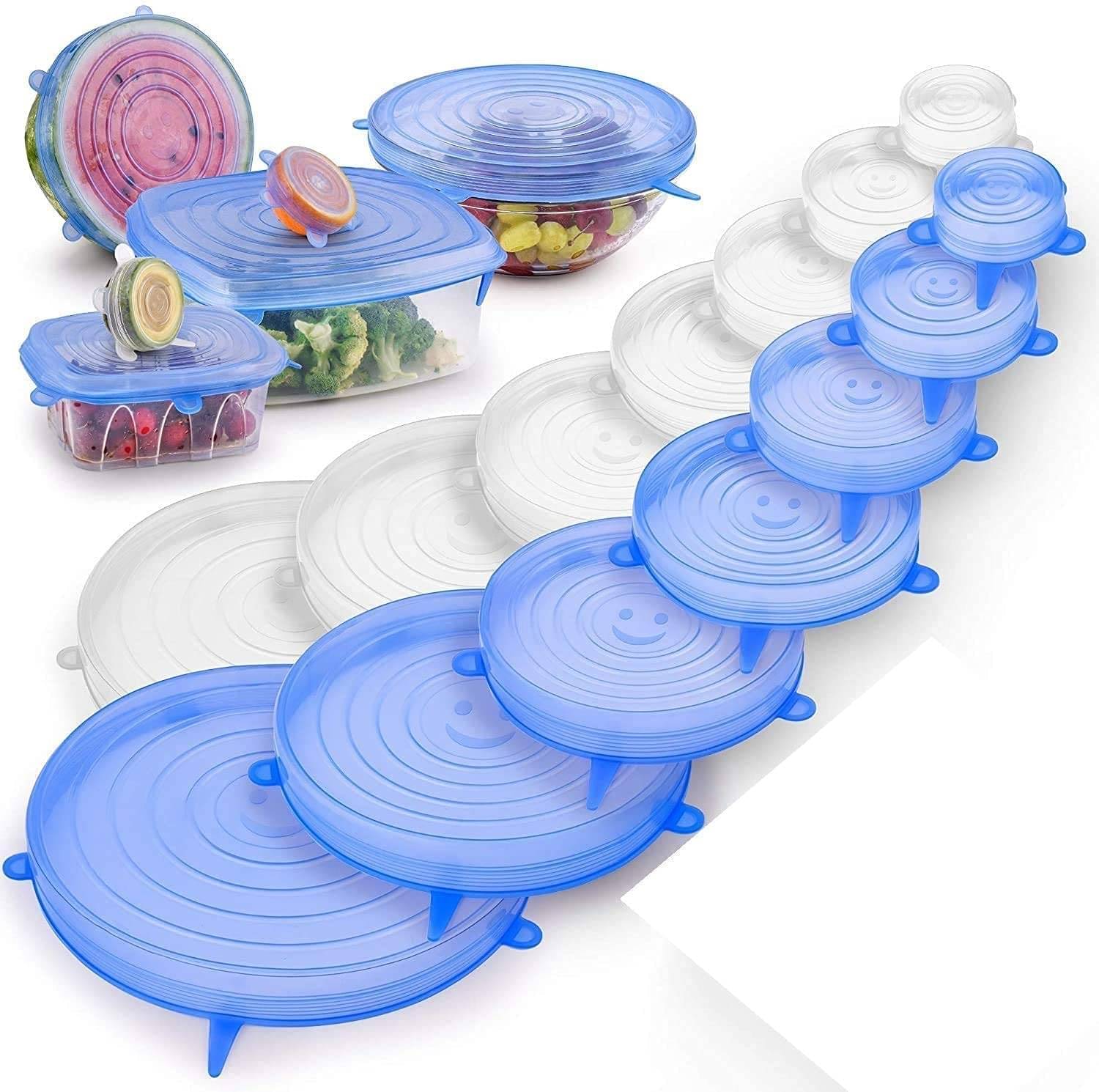 Silicone Stretch Lids Reuseable Flexible Covers For Rectangle, Round, Square Bowls, Dishes, Plates, Cans, Jars, Glassware And Mugs Pack Of 6 Lids, Silicone Stretch Lids Reuseable Flexible Covers For Rectangle, Round, Square Bowls, Dishes, Plates, Cans, Jars, Glassware And Mugs Pack Of 6 Lids,