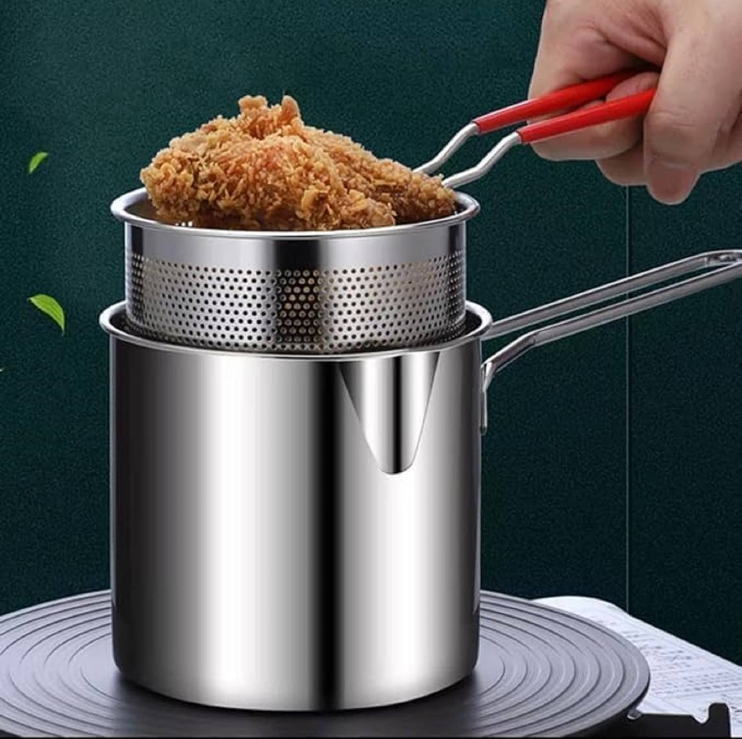 Small Deep Frying Pot With Basket Stainless Steel Fryer Pot With Long Handle Mini Deep Oil Fryer Small Deep Frying Pot With Basket Stainless Steel Fryer Pot With Long Handle Mini Deep Oil Fryer