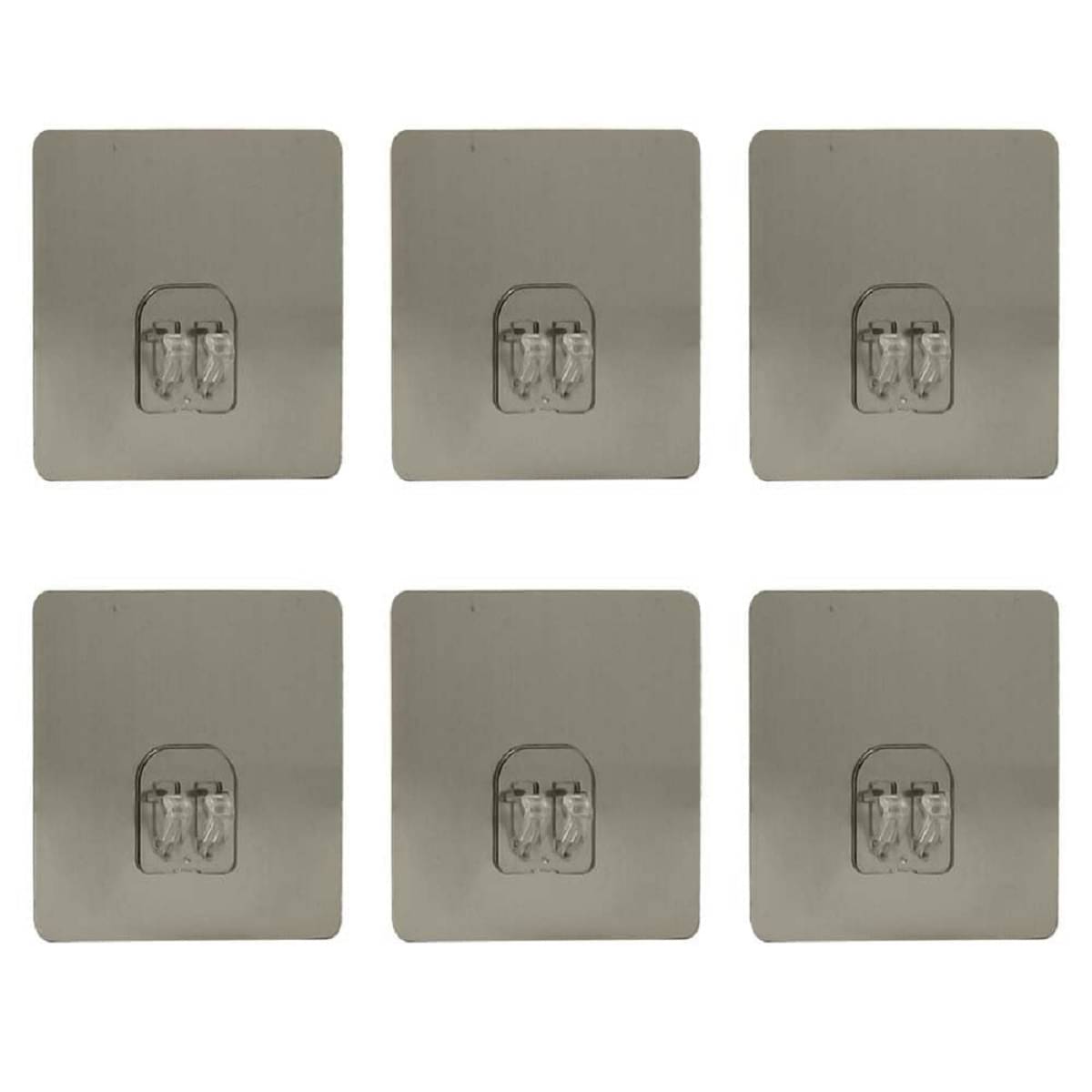     			Spiry Adhesive Sticker Wall Hook Hanging Bathroom Self Corner Shelves Heavy Duty Hook (Pack of 6)