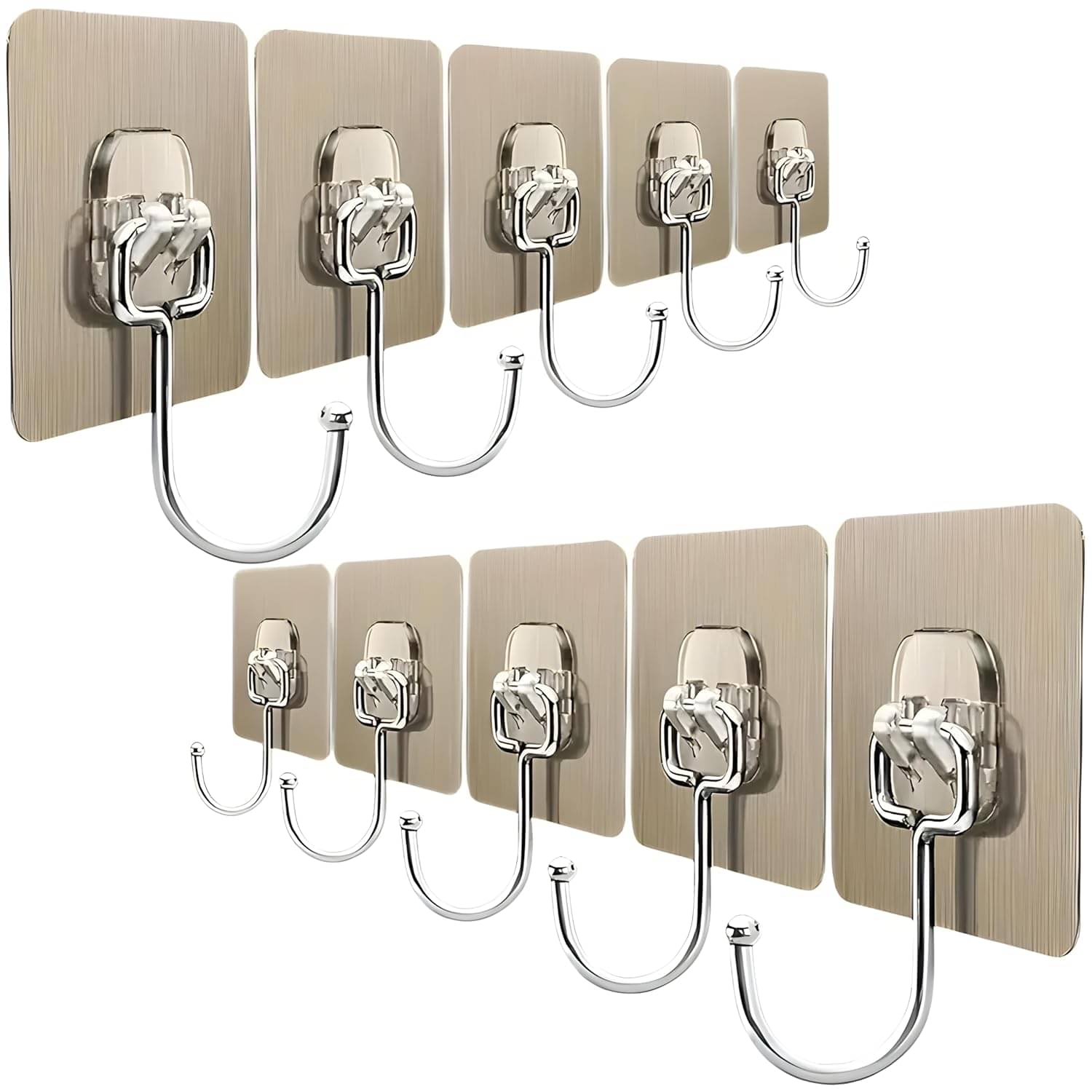 Spiry Waterproof Big Adhesive Heavy Duty Sticky Stainless Steel Hook Hook (Pack of 10) Spiry Waterproof Big Adhesive Heavy Duty Sticky Stainless Steel Hook Hook (Pack of 10)