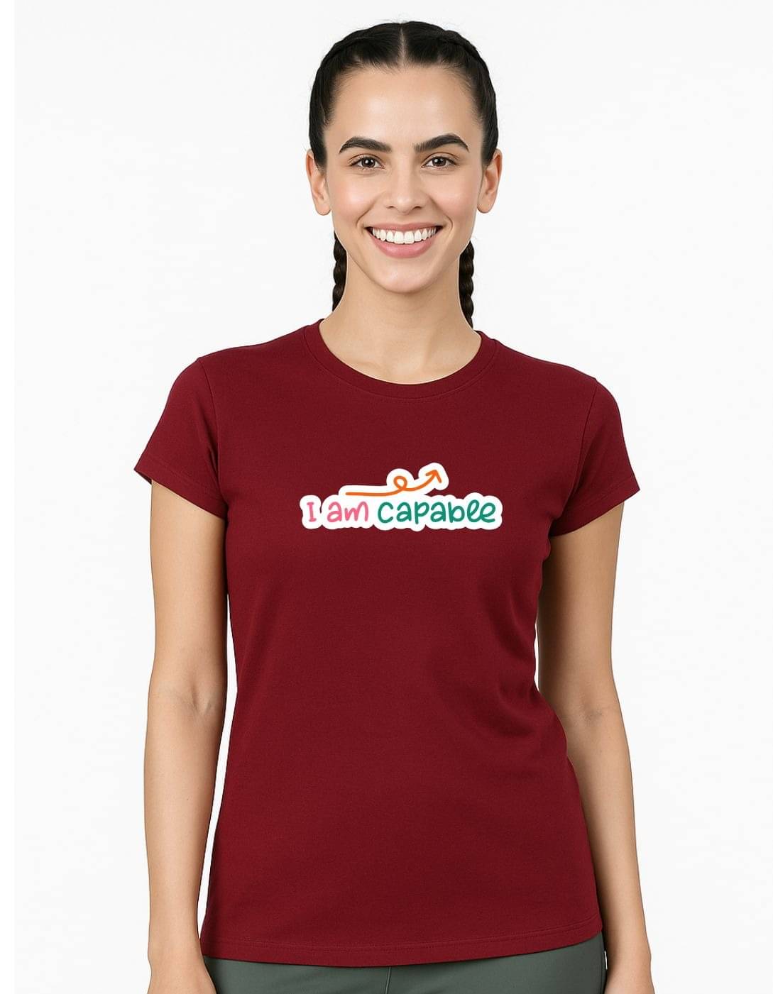 TREERANGA Women Cotton Printed Regular Fit Round Neck T-Shirt ( Maroon )     			TREERANGA Women Cotton Printed Regular Fit Round Neck T-Shirt ( Maroon )
