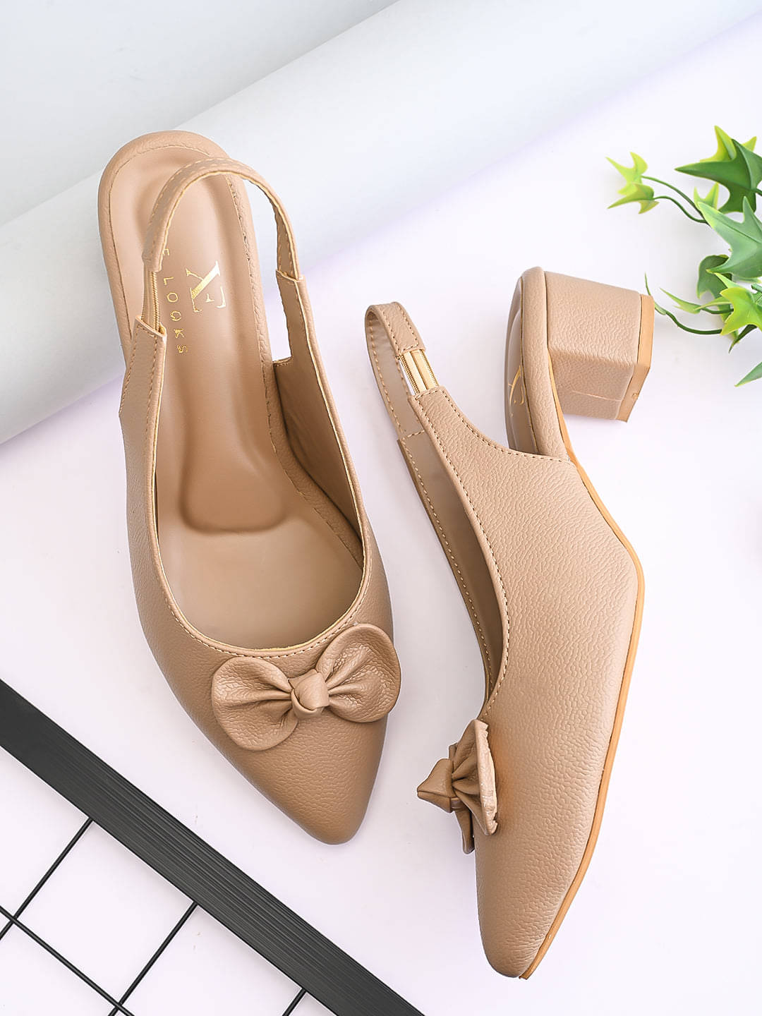     			XE Looks Beige Women's Slip On Heels