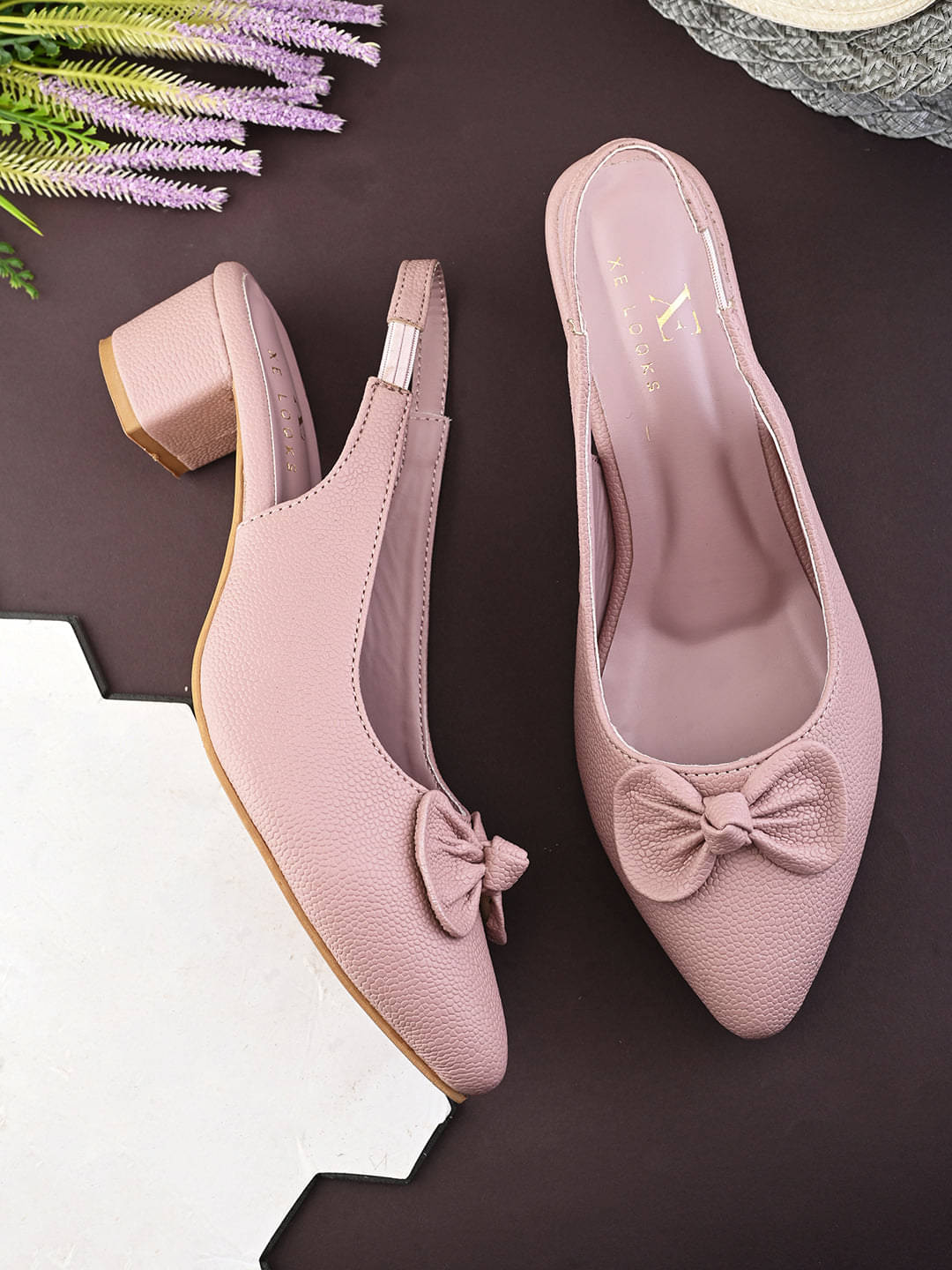    			XE Looks Pink Women's Slip On Heels