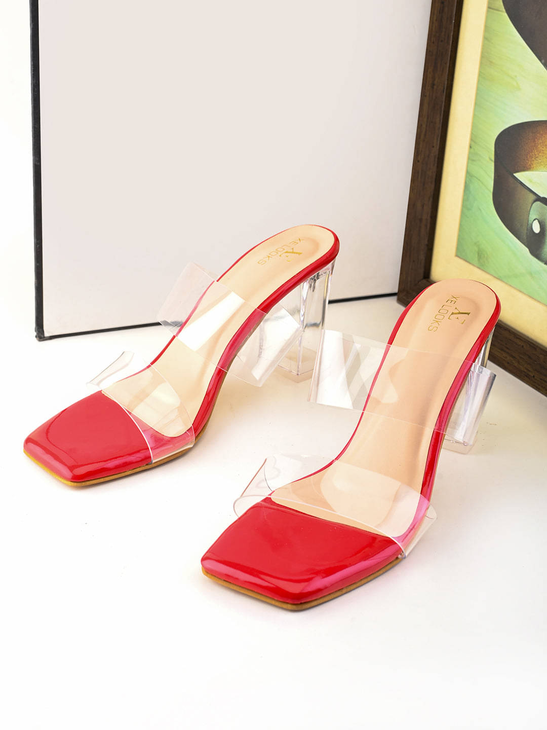     			XE Looks Red Women's Slip On Heels