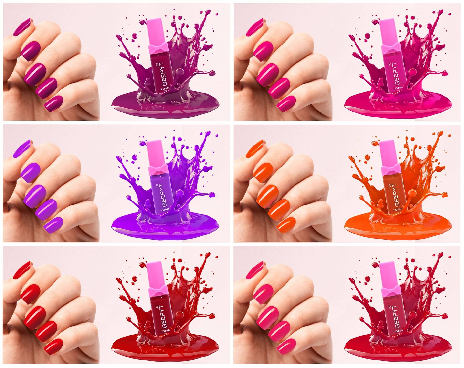     			Qeepyt Radiant Multicolour Nail Polish Set Glossy Finish (Pack of 6)