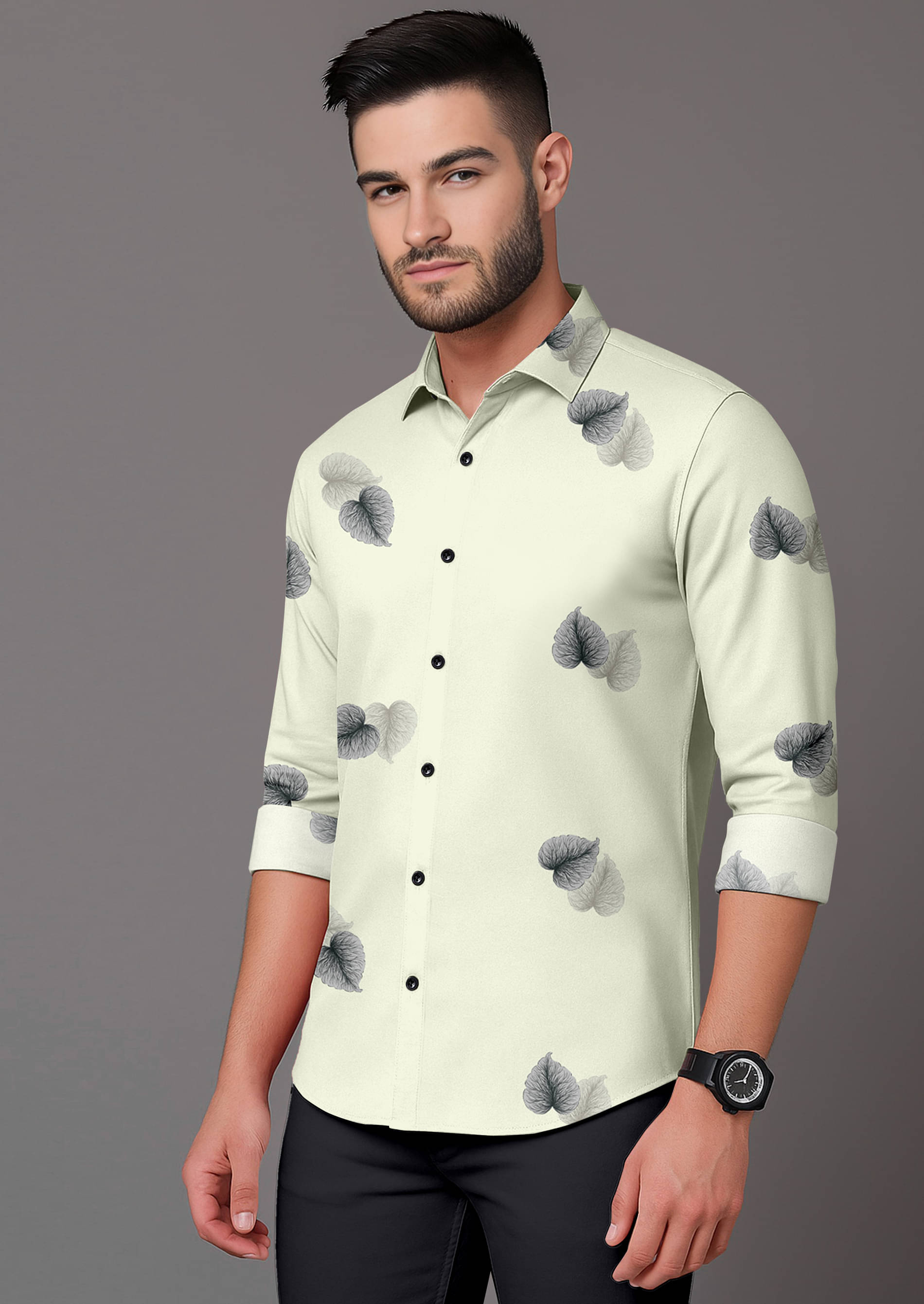 AITAVIK OVERSEAS Rayon Regular Fit Printed Full Sleeves Men's Casual Shirt - Off White ( Pack of 1 )     			AITAVIK OVERSEAS Rayon Regular Fit Printed Full Sleeves Men's Casual Shirt - Off White ( Pack of 1 )