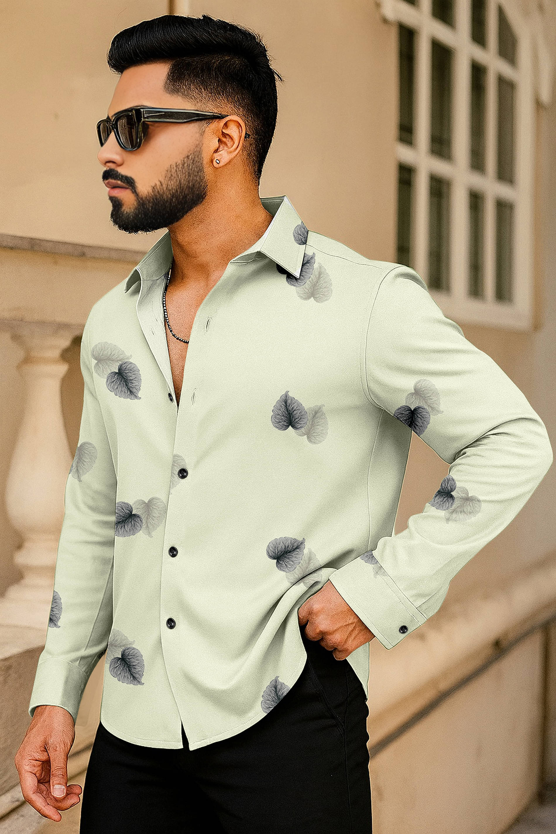     			AITAVIK OVERSEAS Rayon Regular Fit Printed Full Sleeves Men's Casual Shirt - Off White ( Pack of 1 )