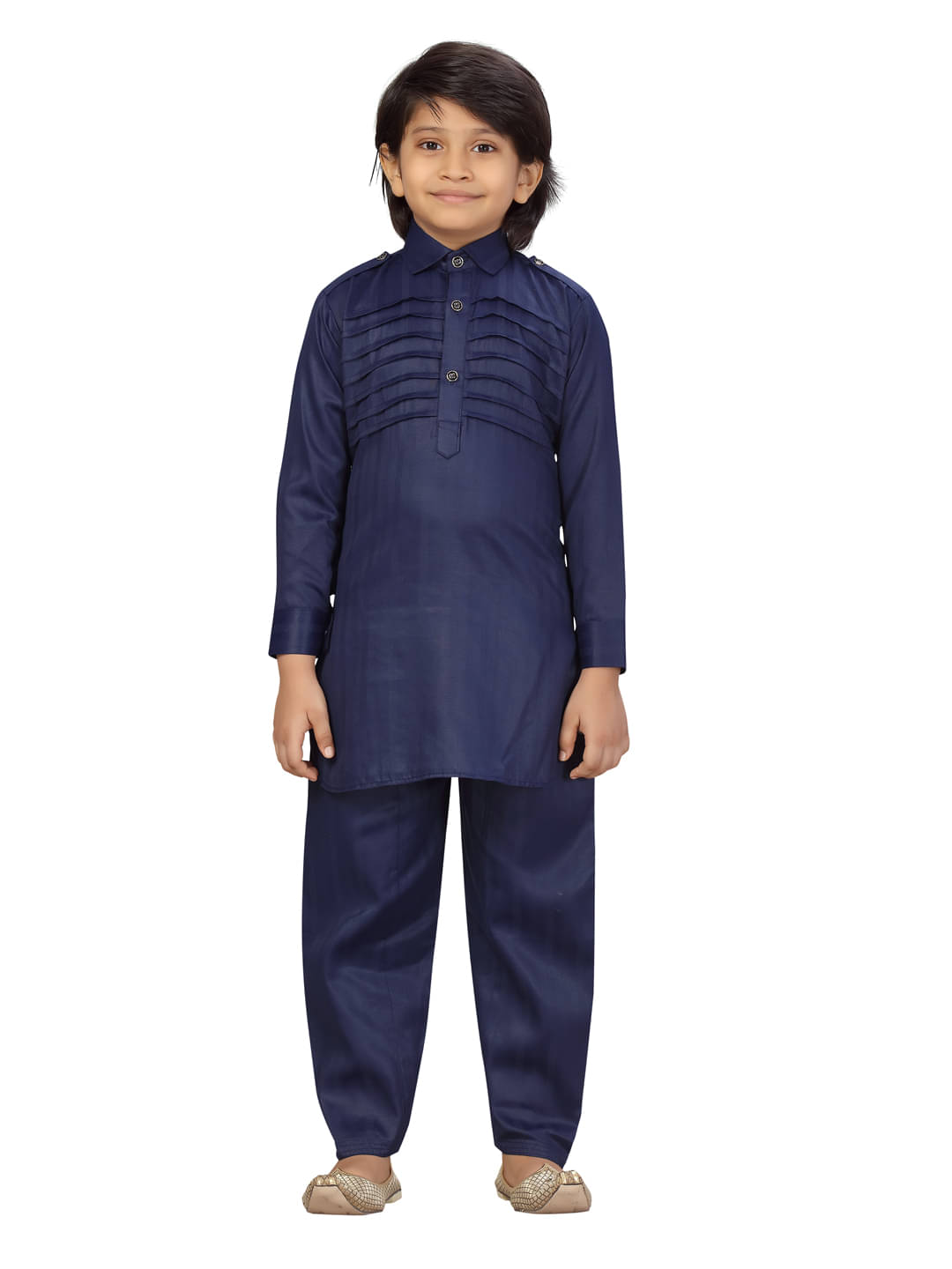 Aarika Boys Cotton Navy Blue Kurta Pyjama Set ( Pack of 1 ) Aarika Boys Cotton Navy Blue Kurta Pyjama Set ( Pack of 1 )