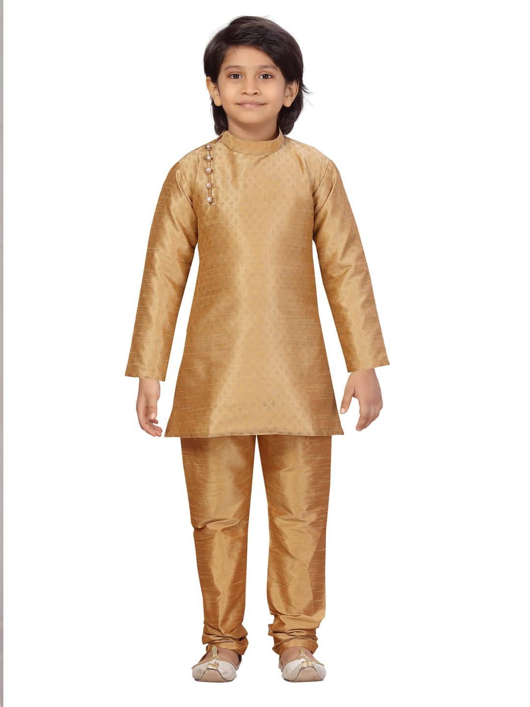 Aarika Boys Silk Beige Kurta Pyjama Set ( Pack of 1 ) Aarika Boys Silk Beige Kurta Pyjama Set ( Pack of 1 )