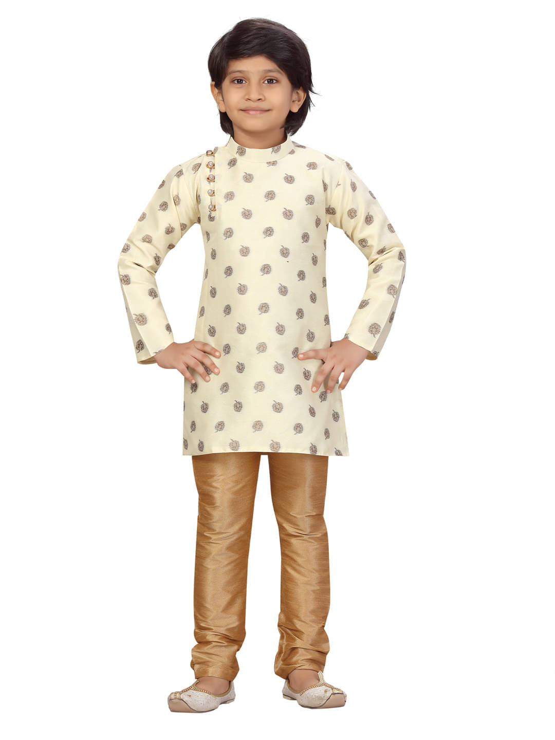 Aarika Boys Silk Cream Kurta Pyjama Set ( Pack of 1 ) Aarika Boys Silk Cream Kurta Pyjama Set ( Pack of 1 )