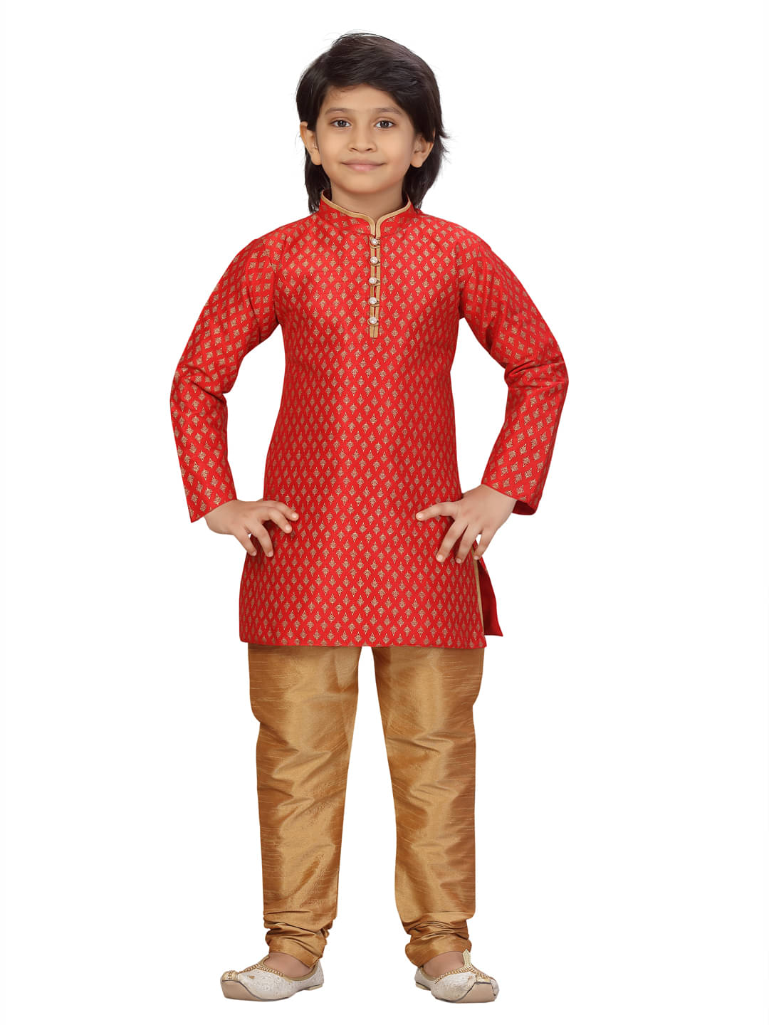     			Aarika Boys Silk Red Kurta Pyjama Set ( Pack of 1 )