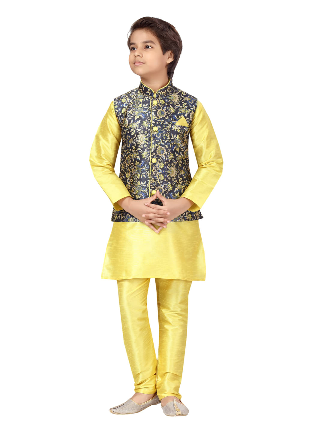 Aarika Boys Silk Yellow Sherwani ( Pack of 1 ) Aarika Boys Silk Yellow Sherwani ( Pack of 1 )