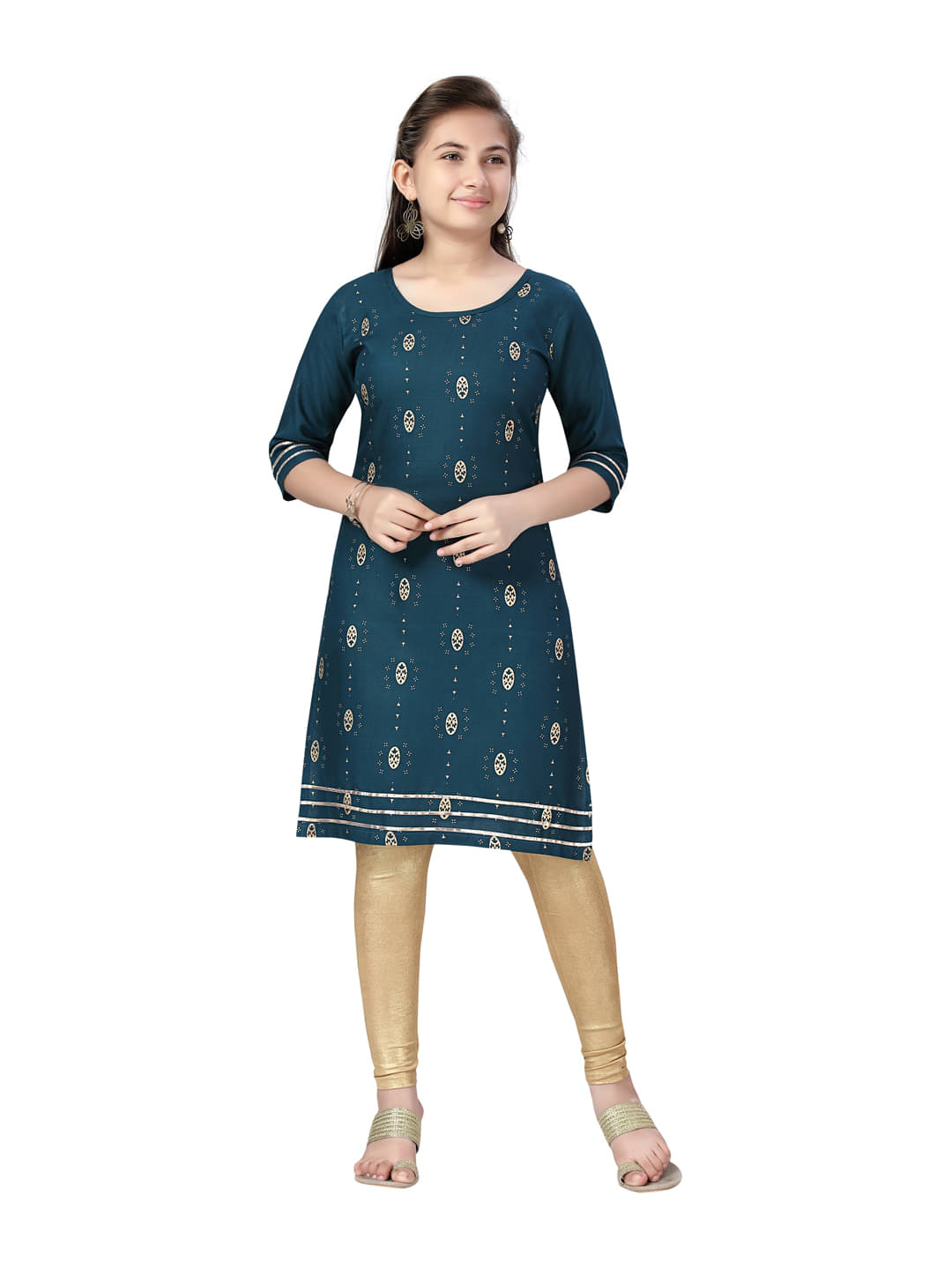     			Aarika Girls Cotton Kurti with Legging ( Pack of 1 , Green )