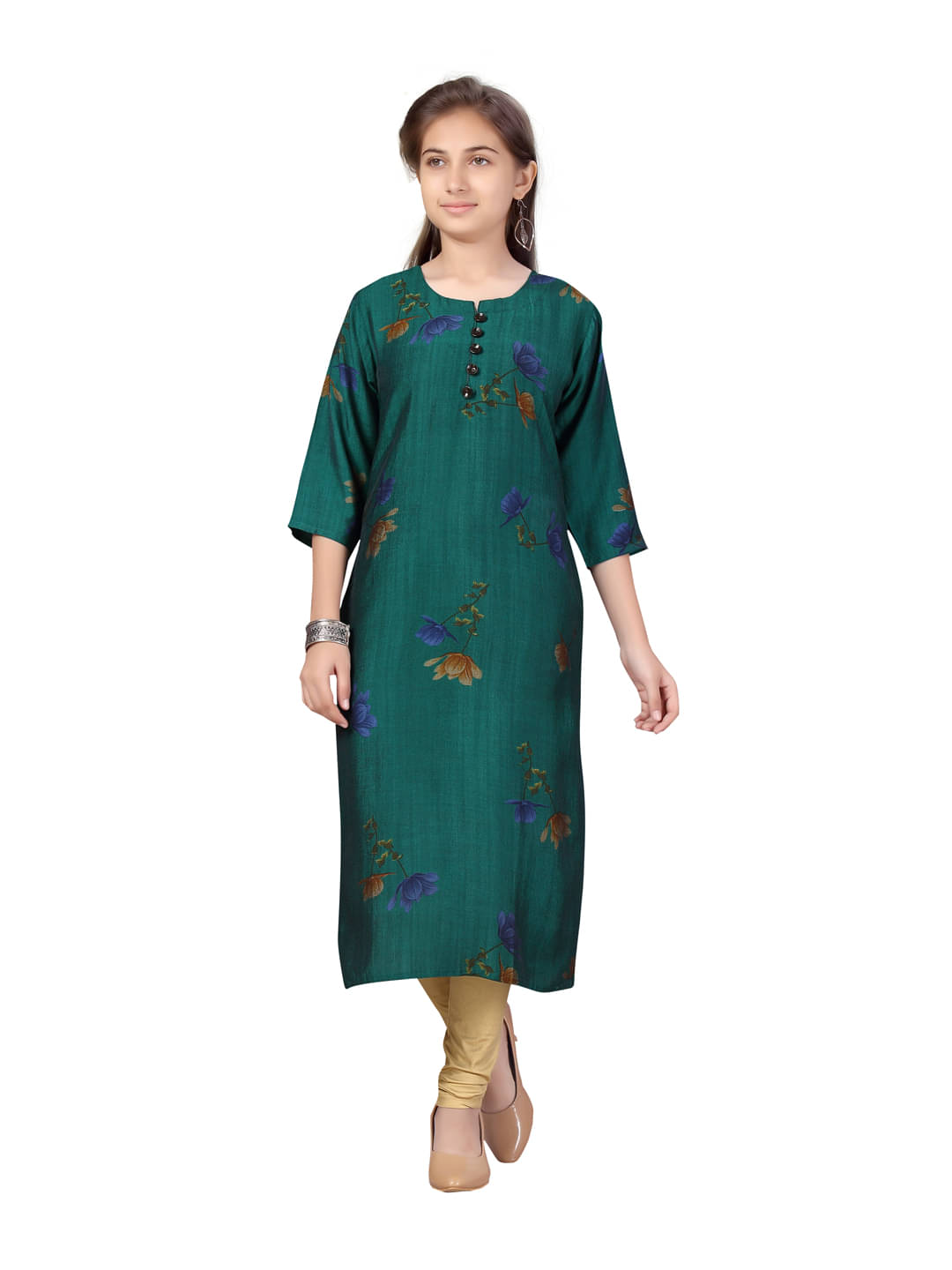 Aarika Girls Cotton Straight Kurti ( Pack of 1 , Green ) Aarika Girls Cotton Straight Kurti ( Pack of 1 , Green )