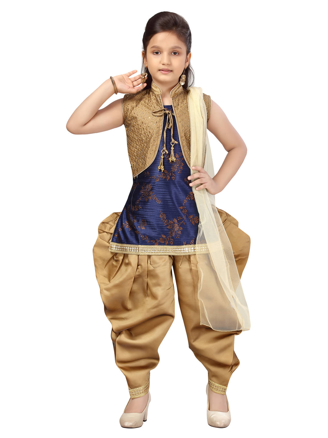     			Aarika Girls Silk Kurti with Salwar ( Pack of 1 , Navy Blue )