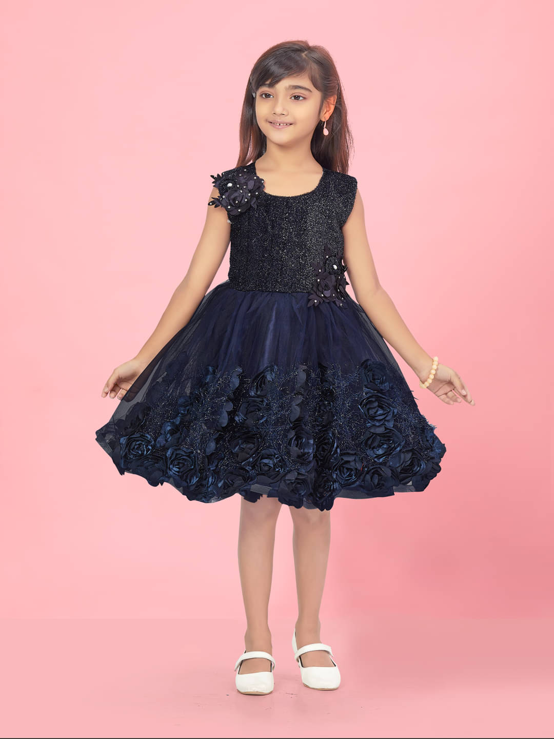 Aarika Net Frock For Girls ( Pack of 1 , Navy Blue ) Aarika Net Frock For Girls ( Pack of 1 , Navy Blue )