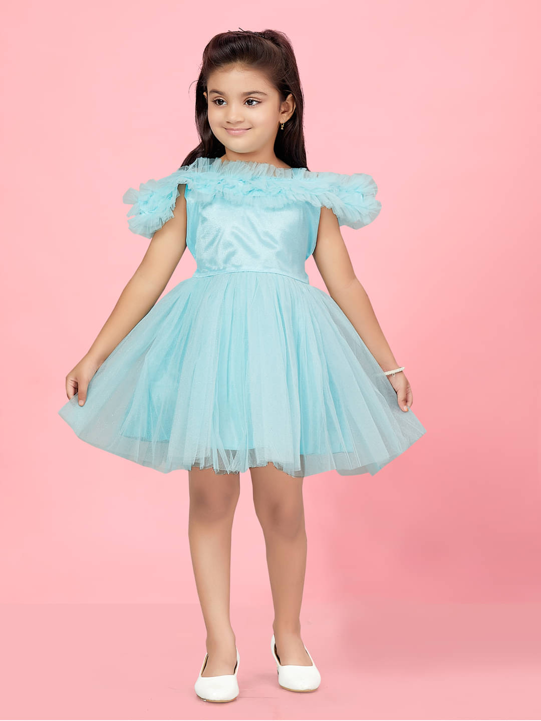 Aarika Net Frock For Girls ( Pack of 1 , Turquoise ) Aarika Net Frock For Girls ( Pack of 1 , Turquoise )