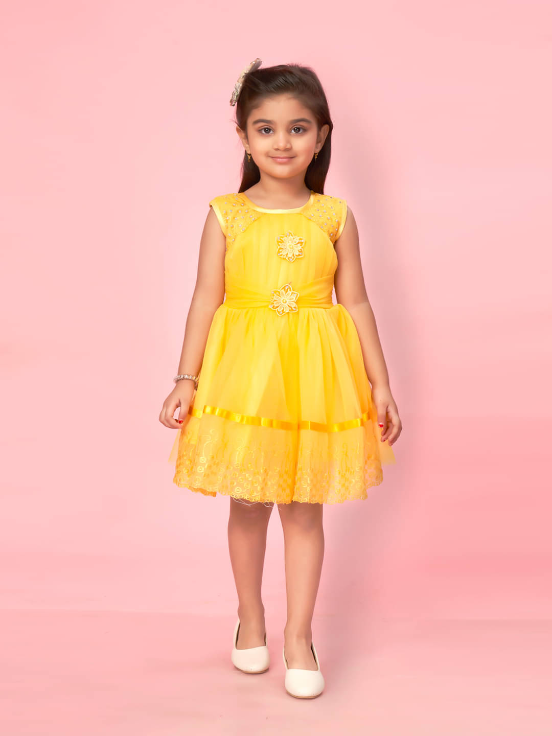 Aarika Net Frock For Girls ( Pack of 1 , Yellow ) Aarika Net Frock For Girls ( Pack of 1 , Yellow )