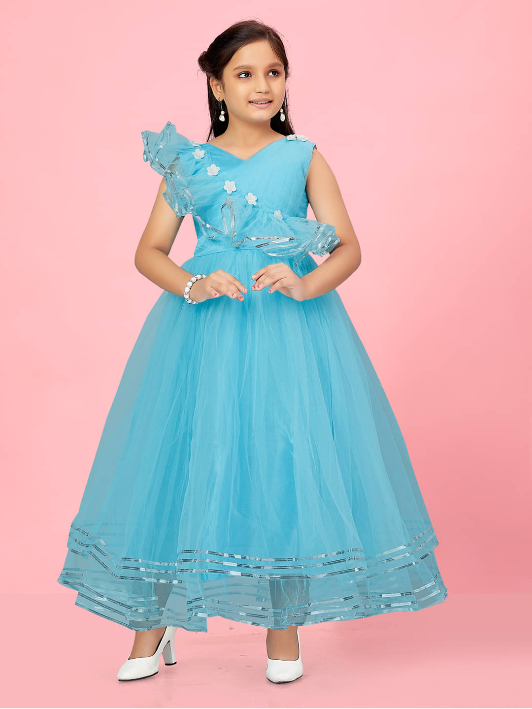 Aarika Net Frock For Girls ( Pack of 1 , Turquoise ) Aarika Net Frock For Girls ( Pack of 1 , Turquoise )