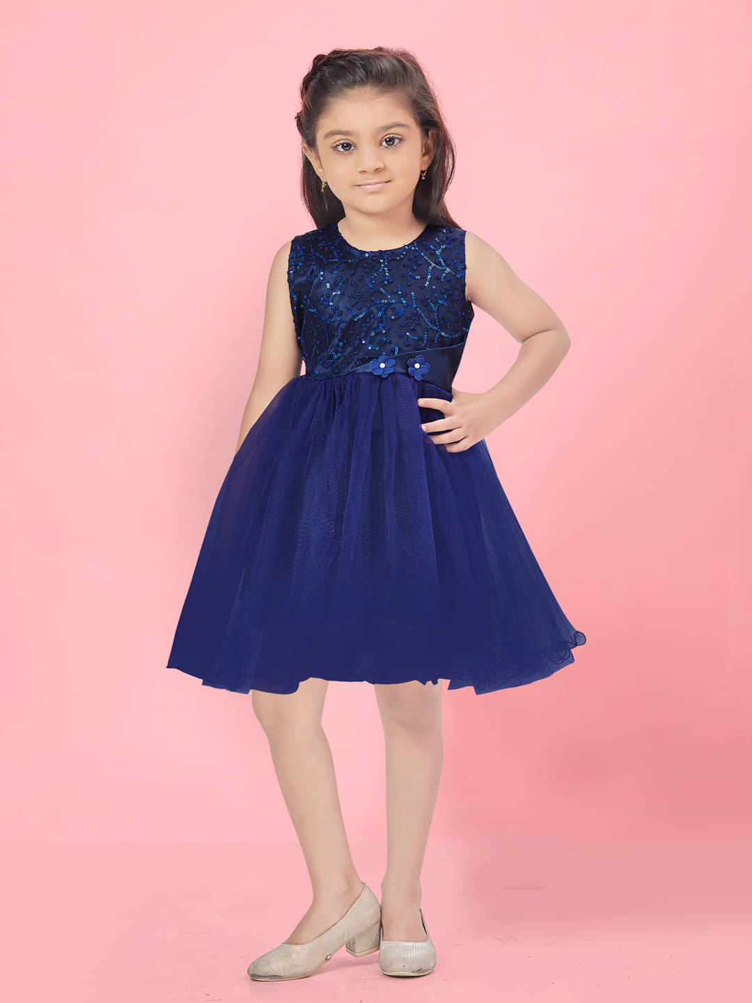 Aarika Net Frock For Girls ( Pack of 1 , Navy Blue ) Aarika Net Frock For Girls ( Pack of 1 , Navy Blue )