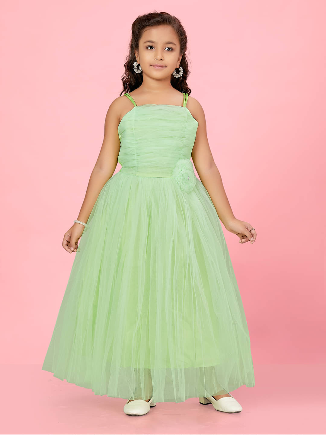Aarika Net Gown For Girls ( Pack of 1 , Green ) Aarika Net Gown For Girls ( Pack of 1 , Green )
