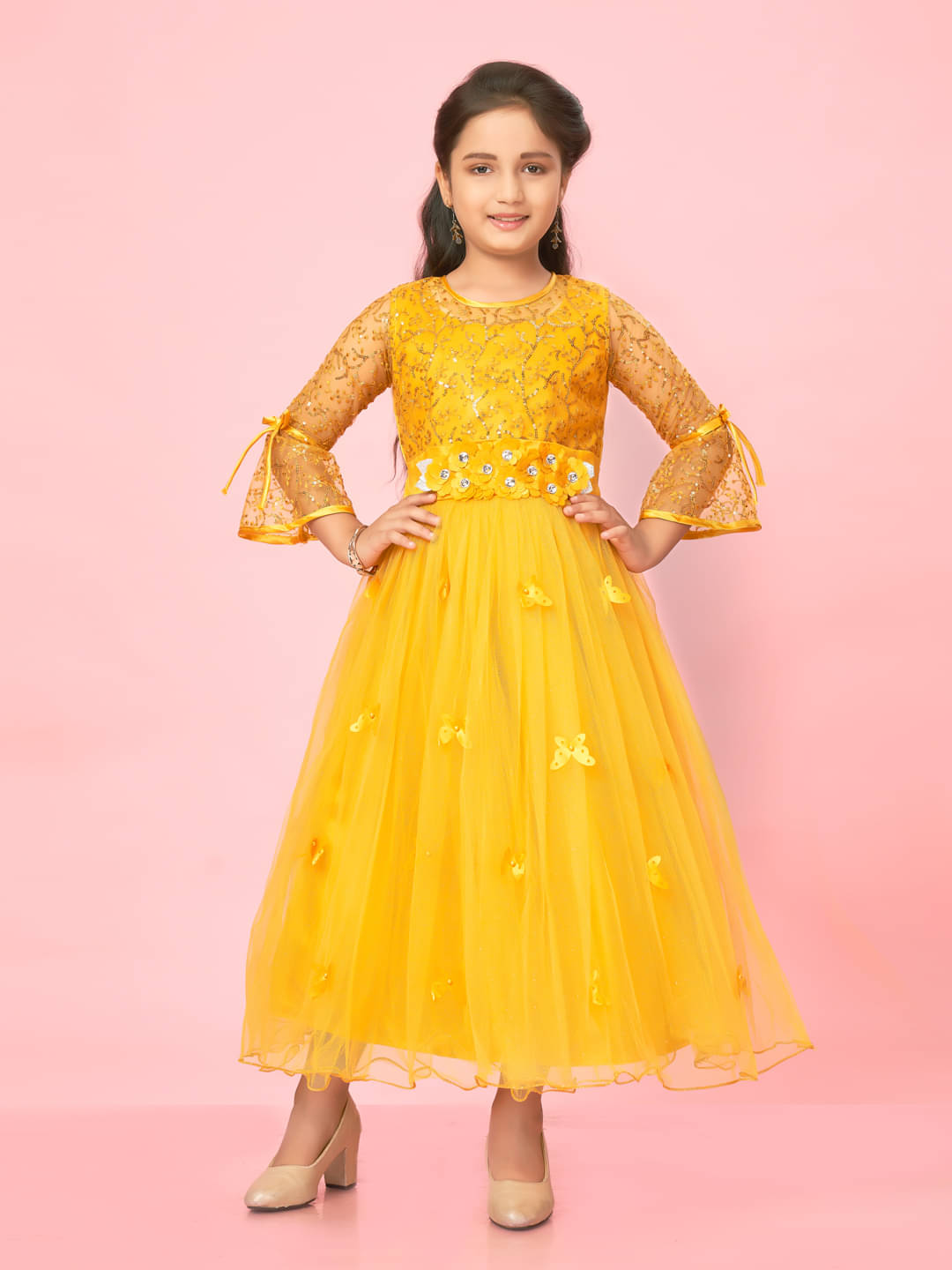 Aarika Nylon Gown For Girls ( Pack of 1 , Yellow ) Aarika Nylon Gown For Girls ( Pack of 1 , Yellow )