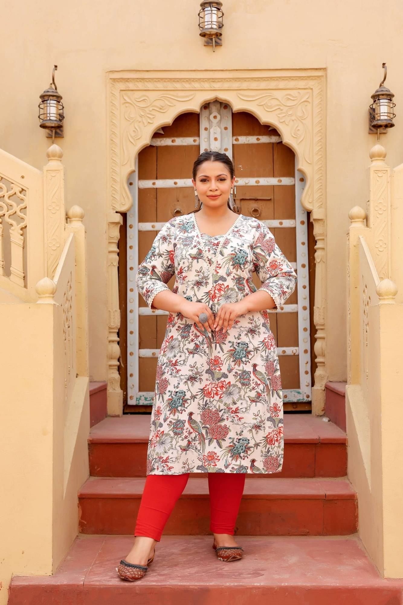 Flavia Creation Women Cotton Printed A-line Kurti ( Multicolor ) Flavia Creation Women Cotton Printed A-line Kurti ( Multicolor )