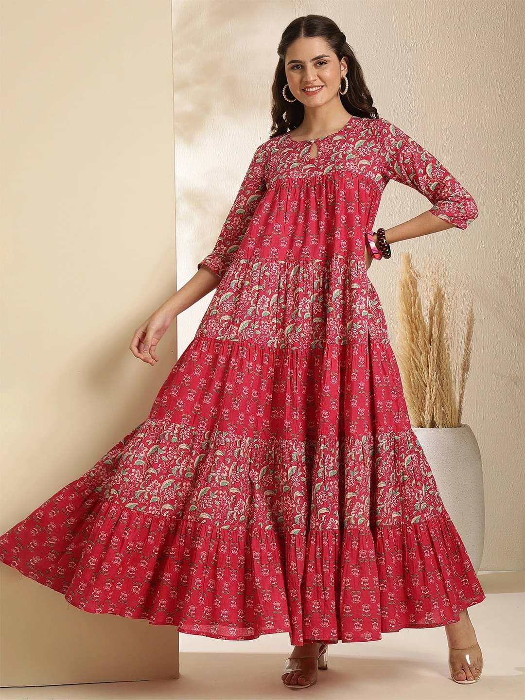 Gulmohar Jaipur Women Cotton Printed Anarkali Kurti ( Pink ) Gulmohar Jaipur Women Cotton Printed Anarkali Kurti ( Pink )