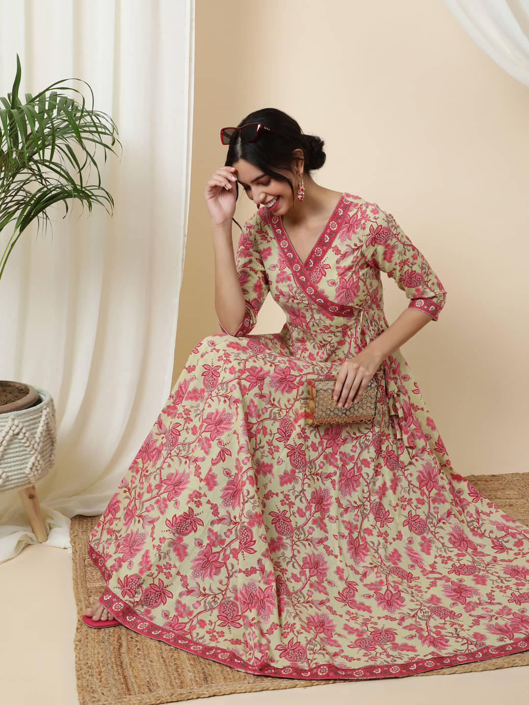     			Gulmohar Jaipur Women Cotton Printed Flared Kurti ( Yellow )