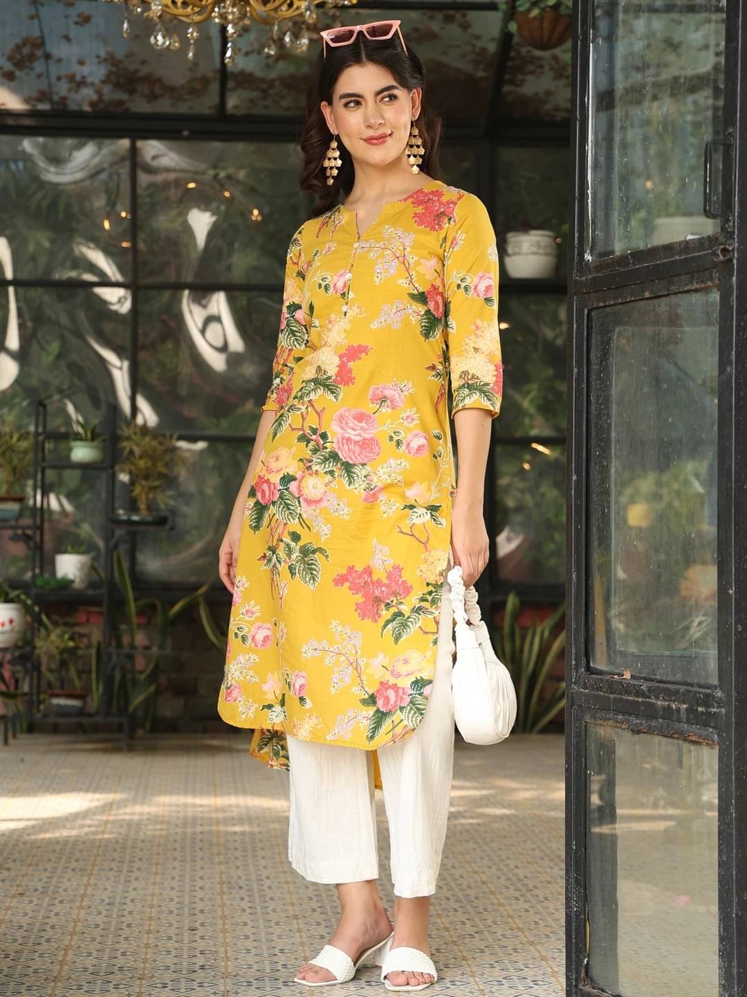 Gulmohar Jaipur Women Cotton Printed Straight Kurti ( Yellow )     			Gulmohar Jaipur Women Cotton Printed Straight Kurti ( Yellow )