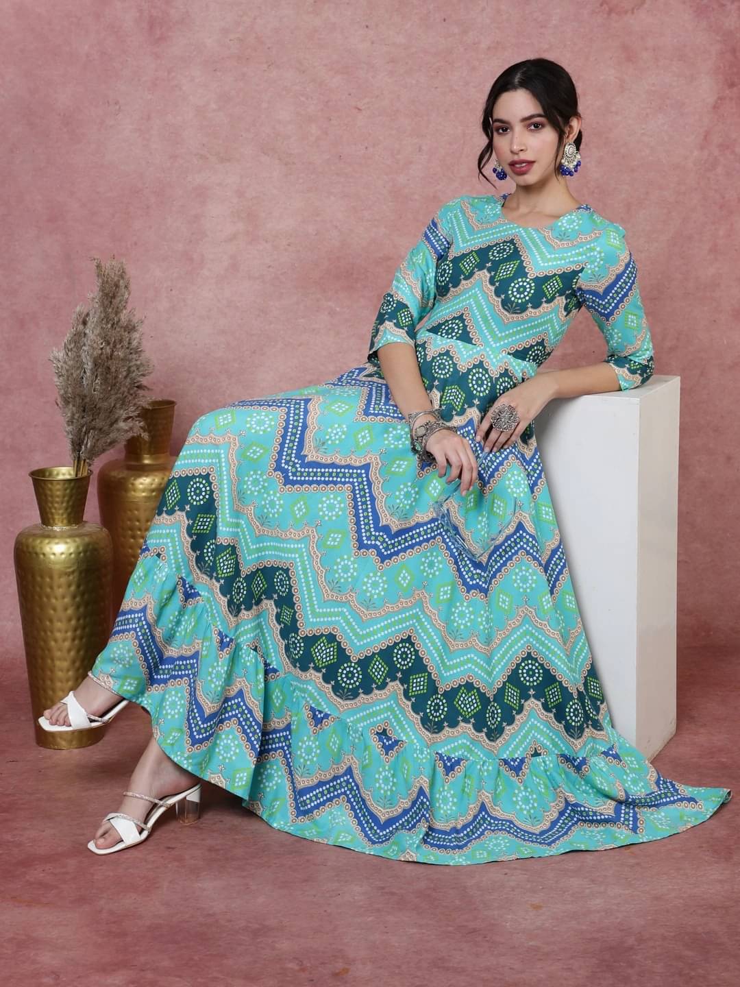 Gulmohar Jaipur Women Viscose Rayon Printed Flared Kurti ( Light Green ) Gulmohar Jaipur Women Viscose Rayon Printed Flared Kurti ( Light Green )