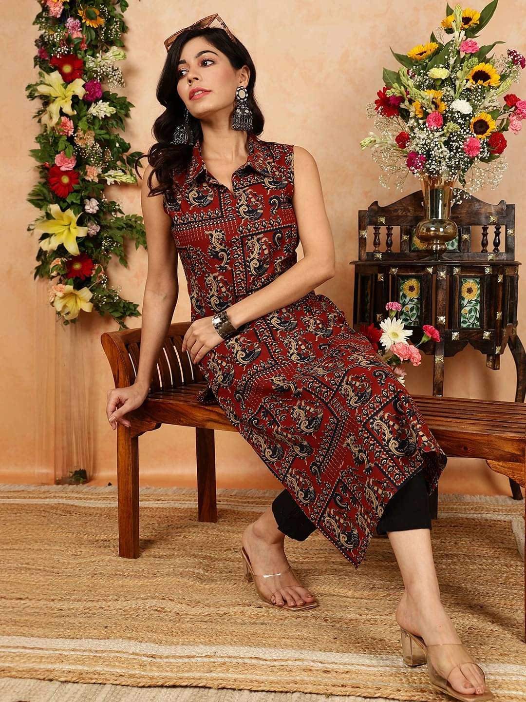 Gulmohar Jaipur Women Viscose Rayon Printed Straight Kurti ( Maroon ) Gulmohar Jaipur Women Viscose Rayon Printed Straight Kurti ( Maroon )