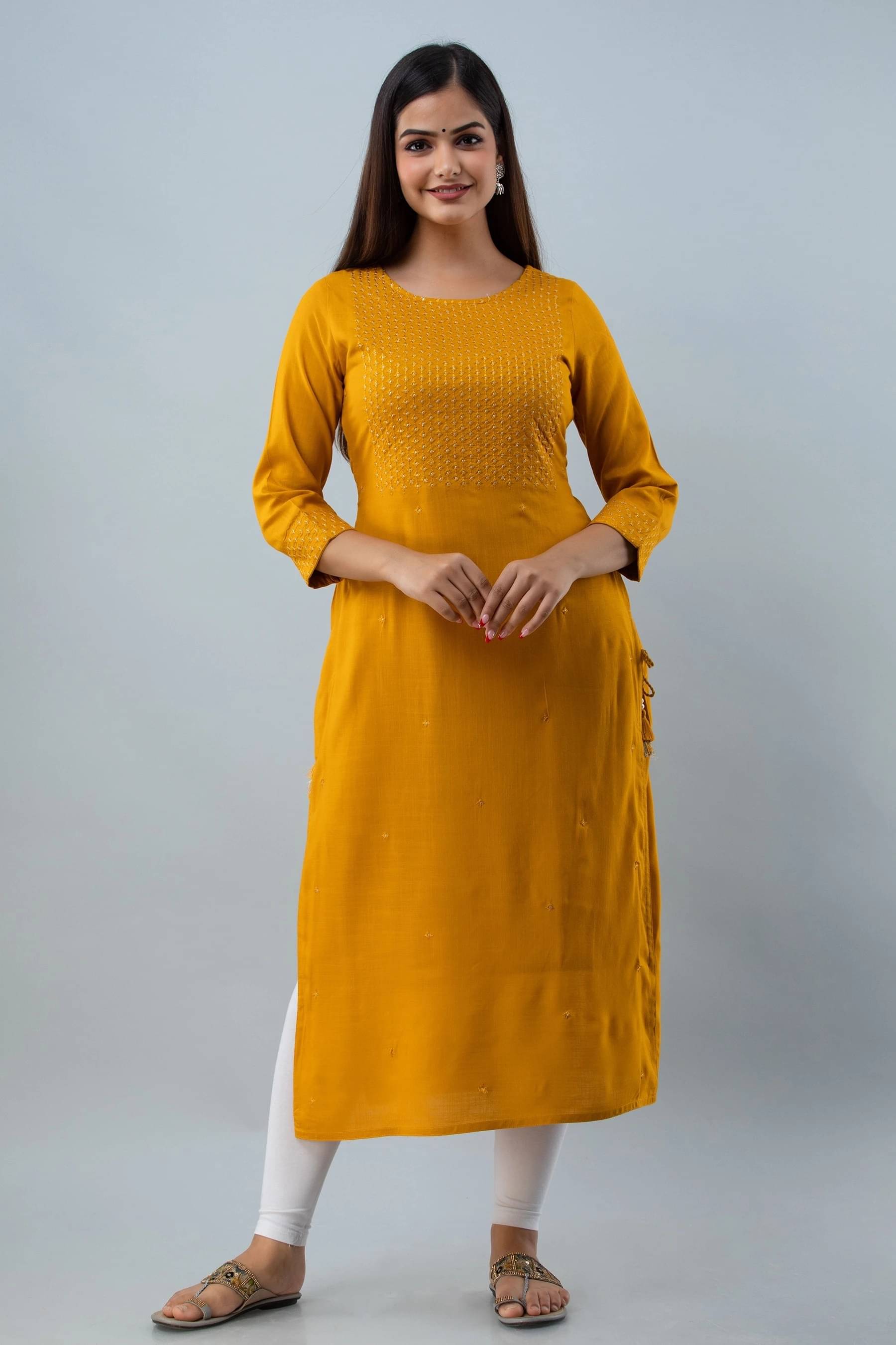 Gulmohar Jaipur Women Viscose Rayon Solid Straight Kurti ( Yellow ) Gulmohar Jaipur Women Viscose Rayon Solid Straight Kurti ( Yellow )