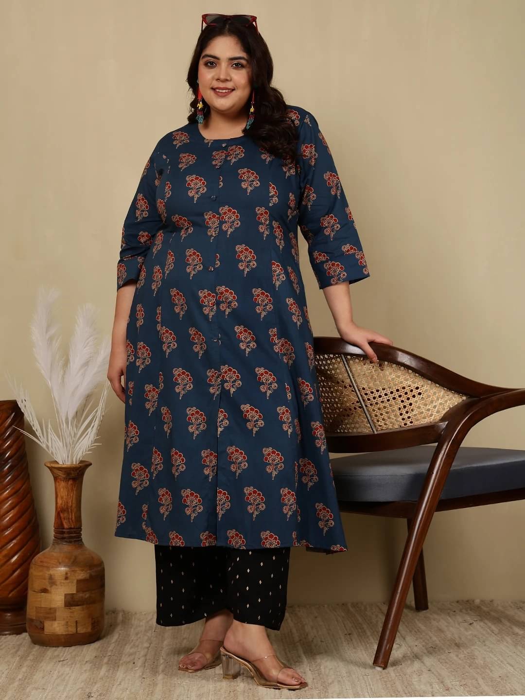 Gulmohar Jaipur Women Viscose Rayon Printed A-line Kurti ( Blue ) Gulmohar Jaipur Women Viscose Rayon Printed A-line Kurti ( Blue )