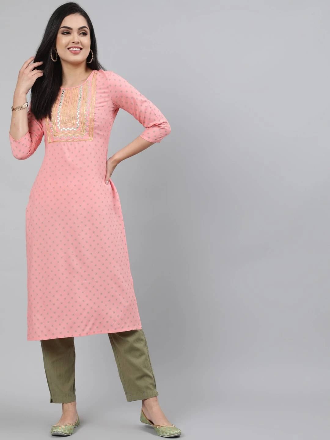 Gulmohar Jaipur Women Viscose Rayon Embroidered Straight Kurti ( Pink ) Gulmohar Jaipur Women Viscose Rayon Embroidered Straight Kurti ( Pink )