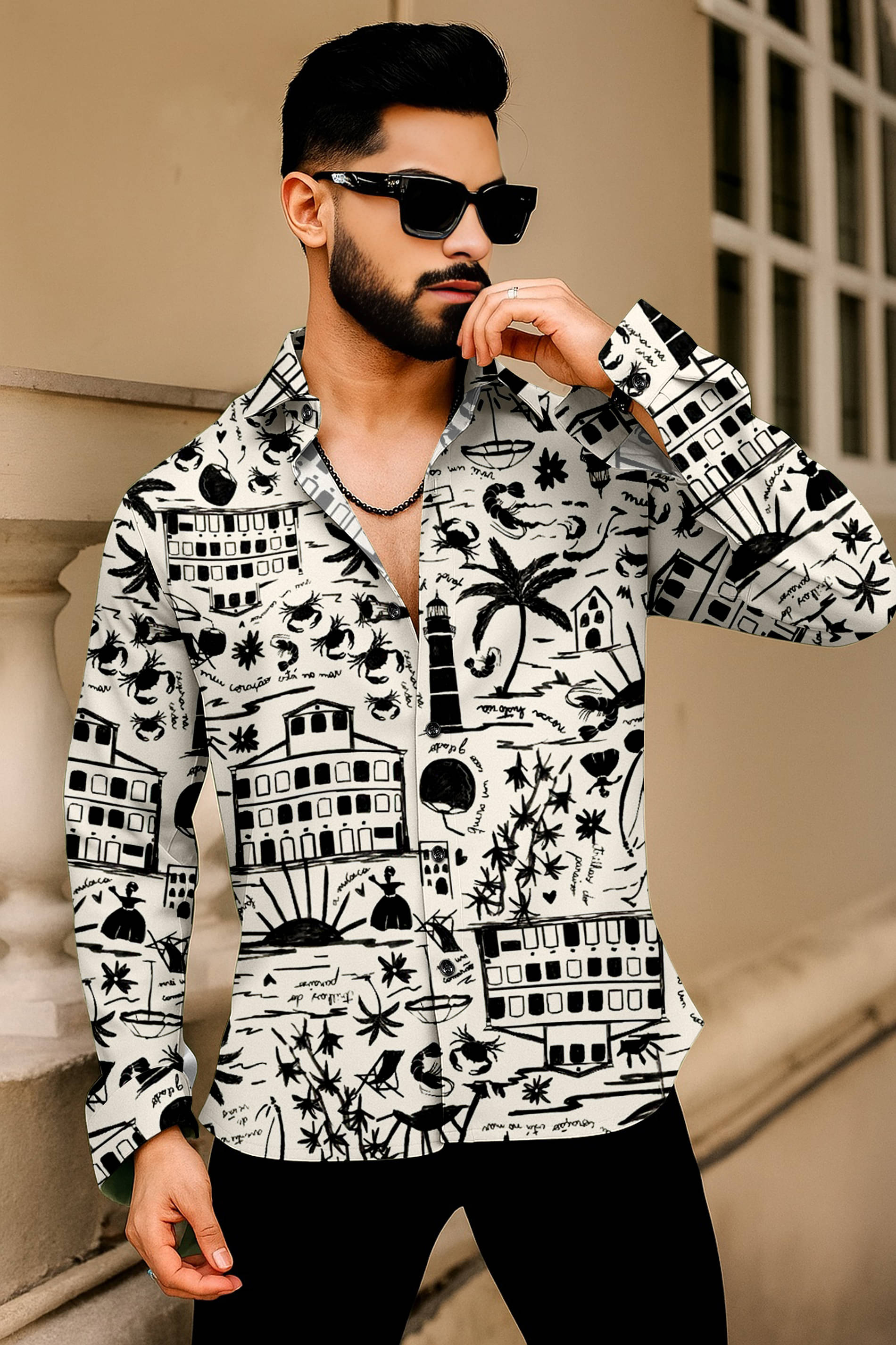 LAXBON 100% Cotton Regular Fit Printed Full Sleeves Men's Casual Shirt - Black ( Pack of 1 ) LAXBON 100% Cotton Regular Fit Printed Full Sleeves Men's Casual Shirt - Black ( Pack of 1 )