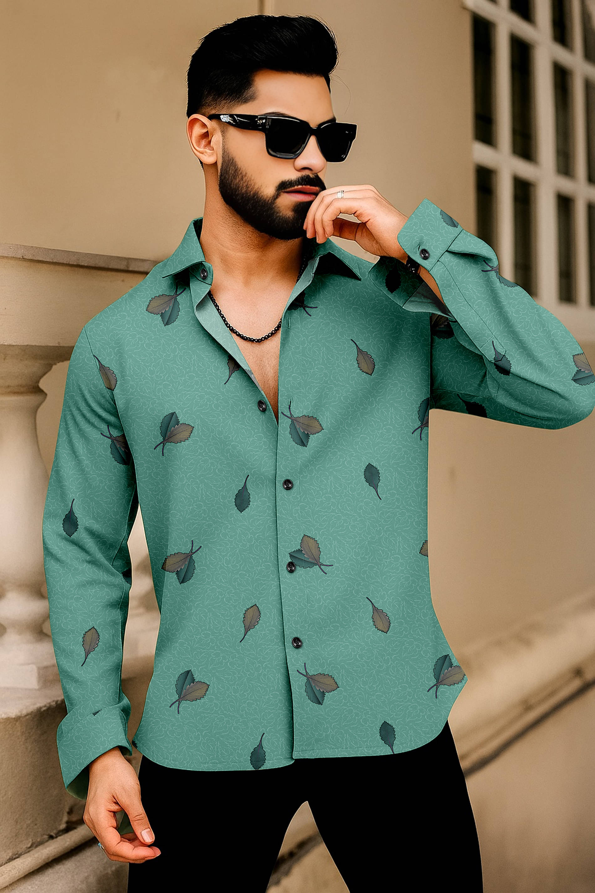     			LAXBON 100% Cotton Regular Fit Printed Full Sleeves Men's Casual Shirt - Green ( Pack of 1 )
