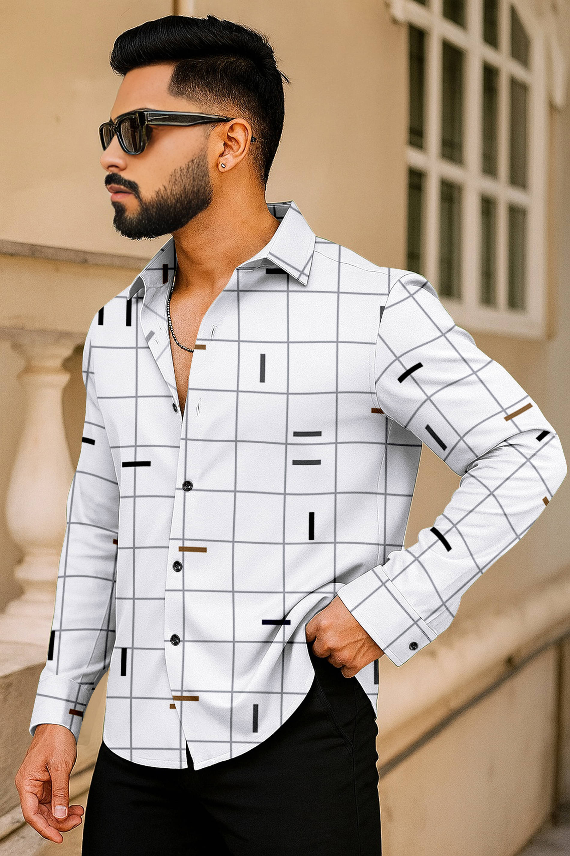     			LAXBON 100% Cotton Regular Fit Printed Full Sleeves Men's Casual Shirt - White ( Pack of 1 )