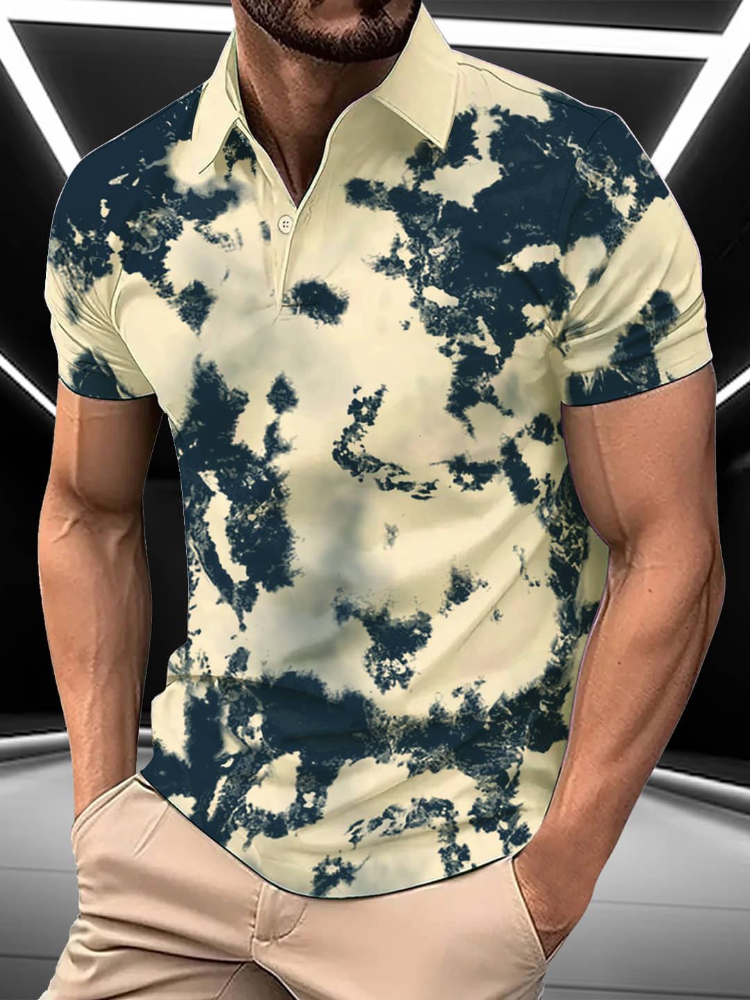 Merriment Men Cotton Blend Regular Fit Printed Polo T Shirt ( Beige ) Merriment Men Cotton Blend Regular Fit Printed Polo T Shirt ( Beige )