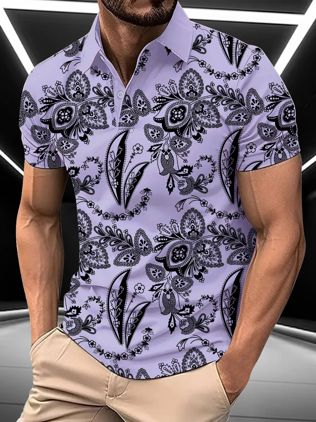 Merriment Men Cotton Blend Regular Fit Printed Polo T Shirt ( Lavender ) Merriment Men Cotton Blend Regular Fit Printed Polo T Shirt ( Lavender )