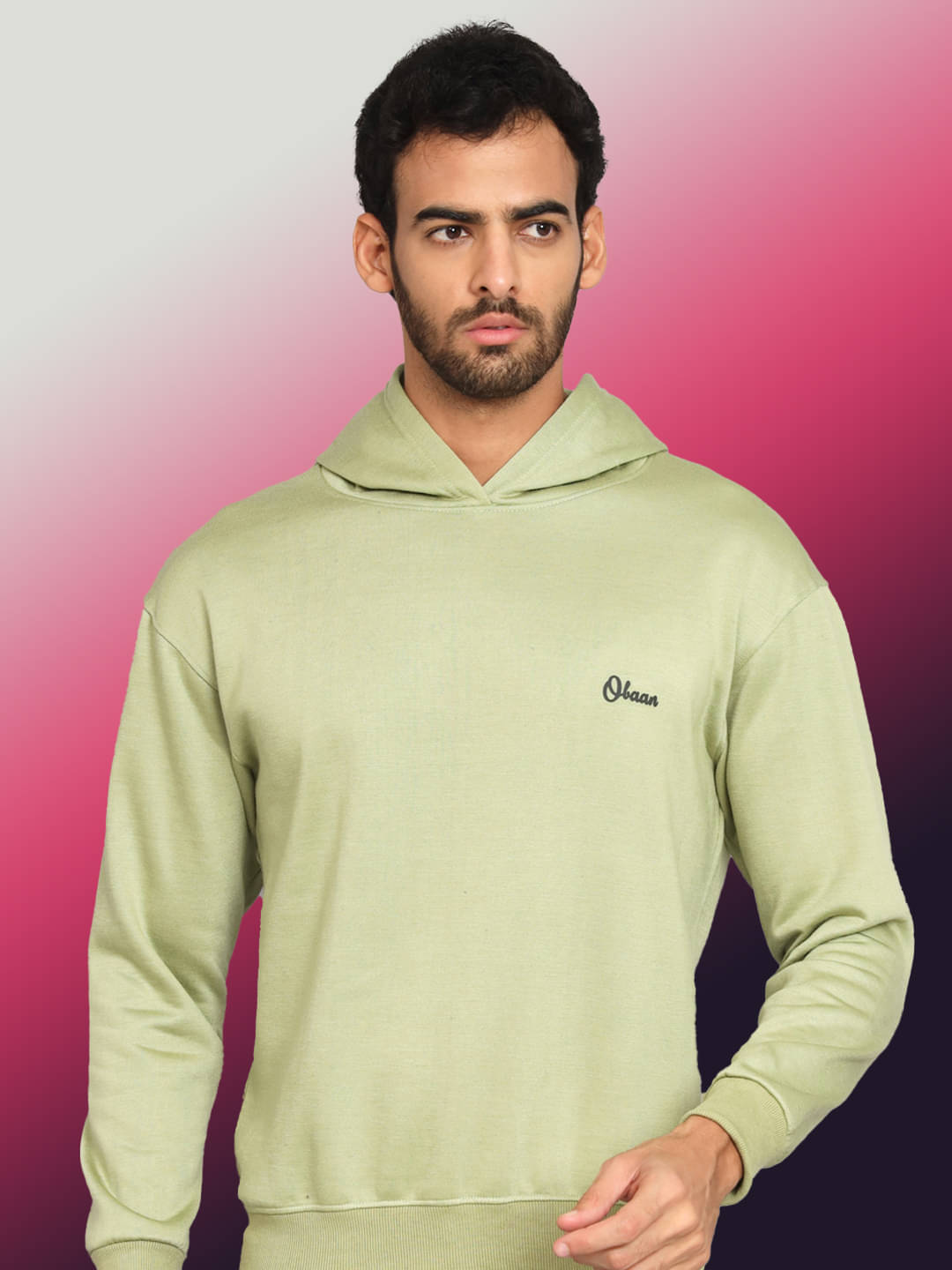     			OBAAN Fleece Hooded Men's Sweatshirt - Sea Green ( Pack of 1 )