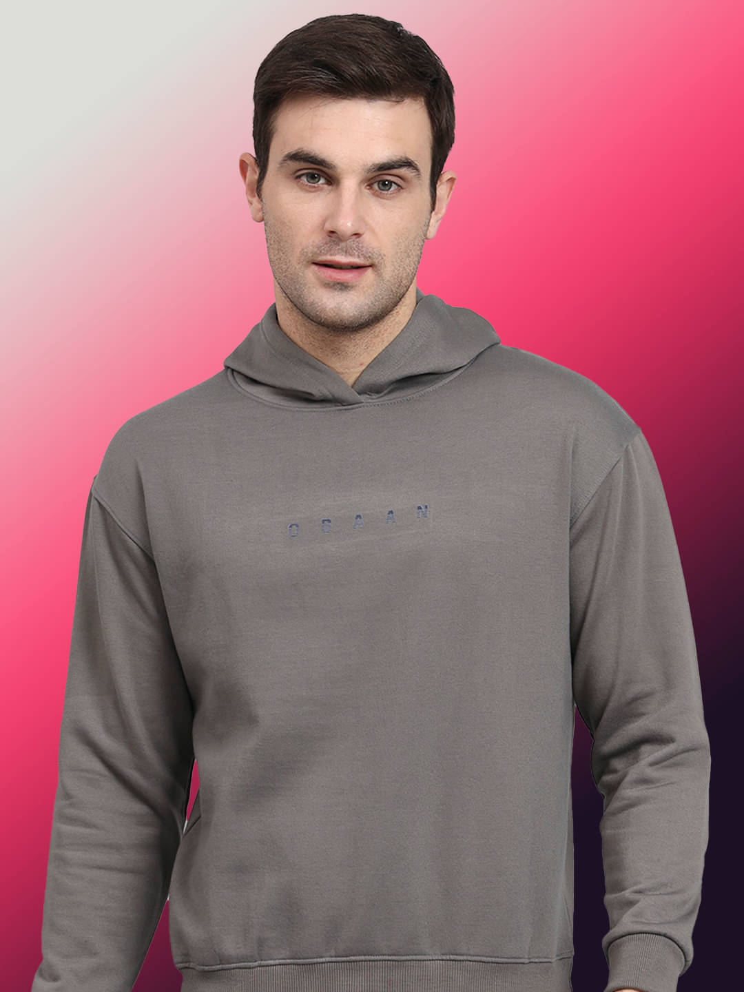     			OBAAN Fleece Hooded Men's Sweatshirt - Grey ( Pack of 1 )