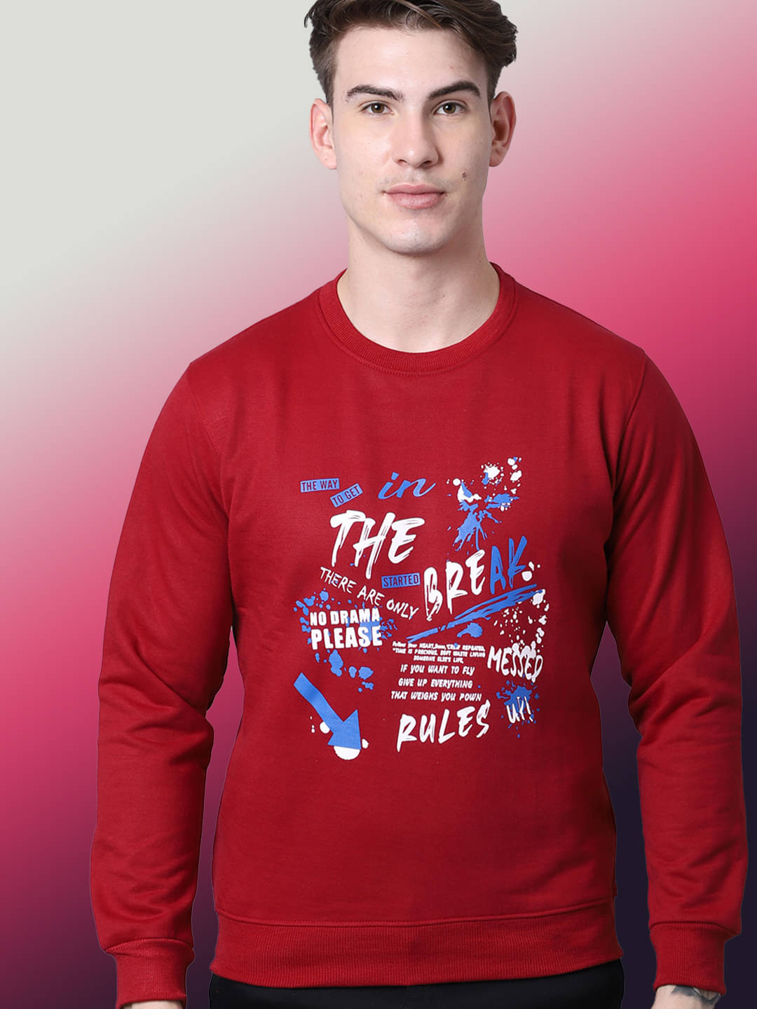 OBAAN Fleece Round Neck Men's Sweatshirt - Red ( Pack of 1 )     			OBAAN Fleece Round Neck Men's Sweatshirt - Red ( Pack of 1 )