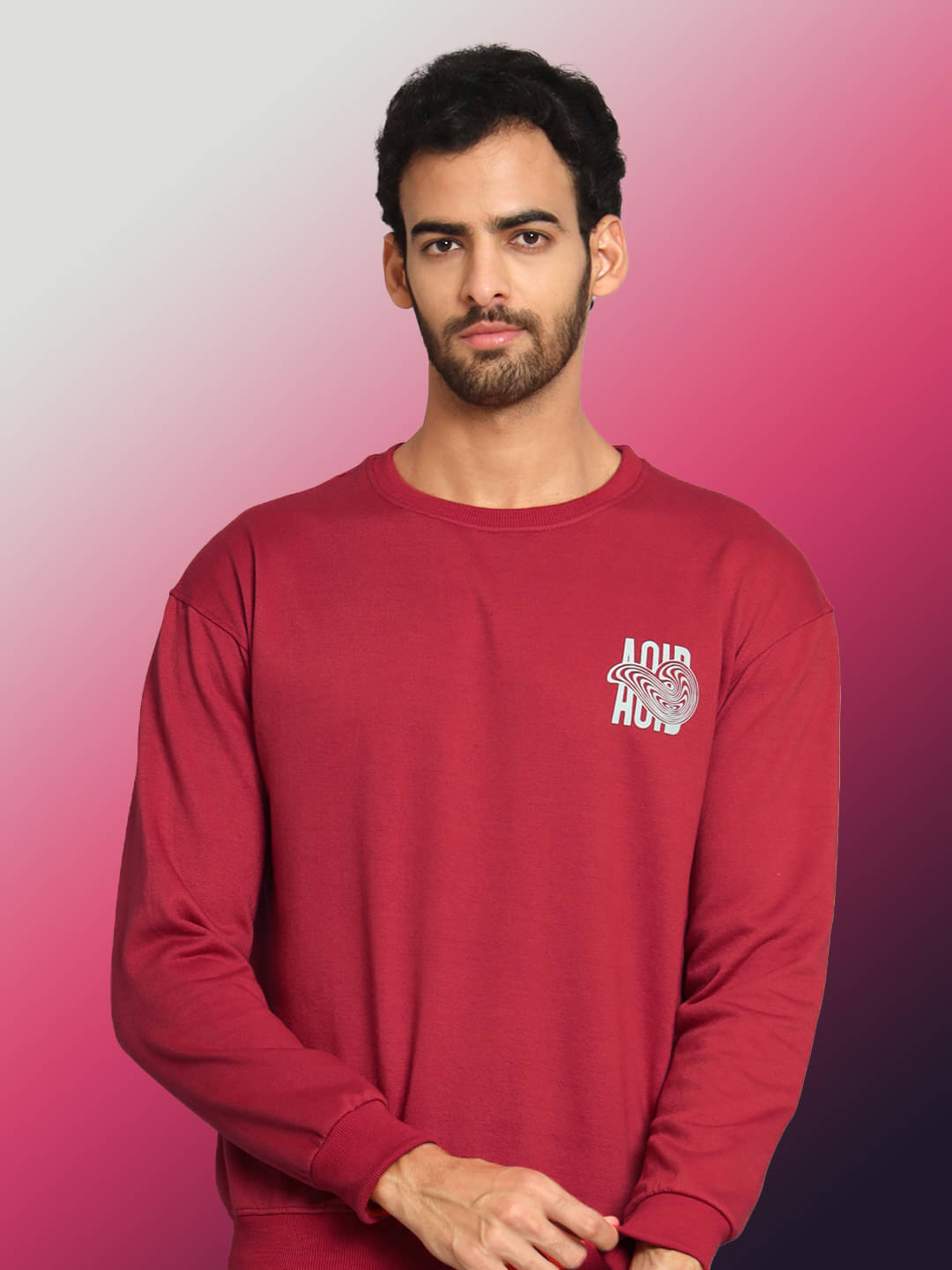     			OBAAN Fleece Round Neck Men's Sweatshirt - Maroon ( Pack of 1 )